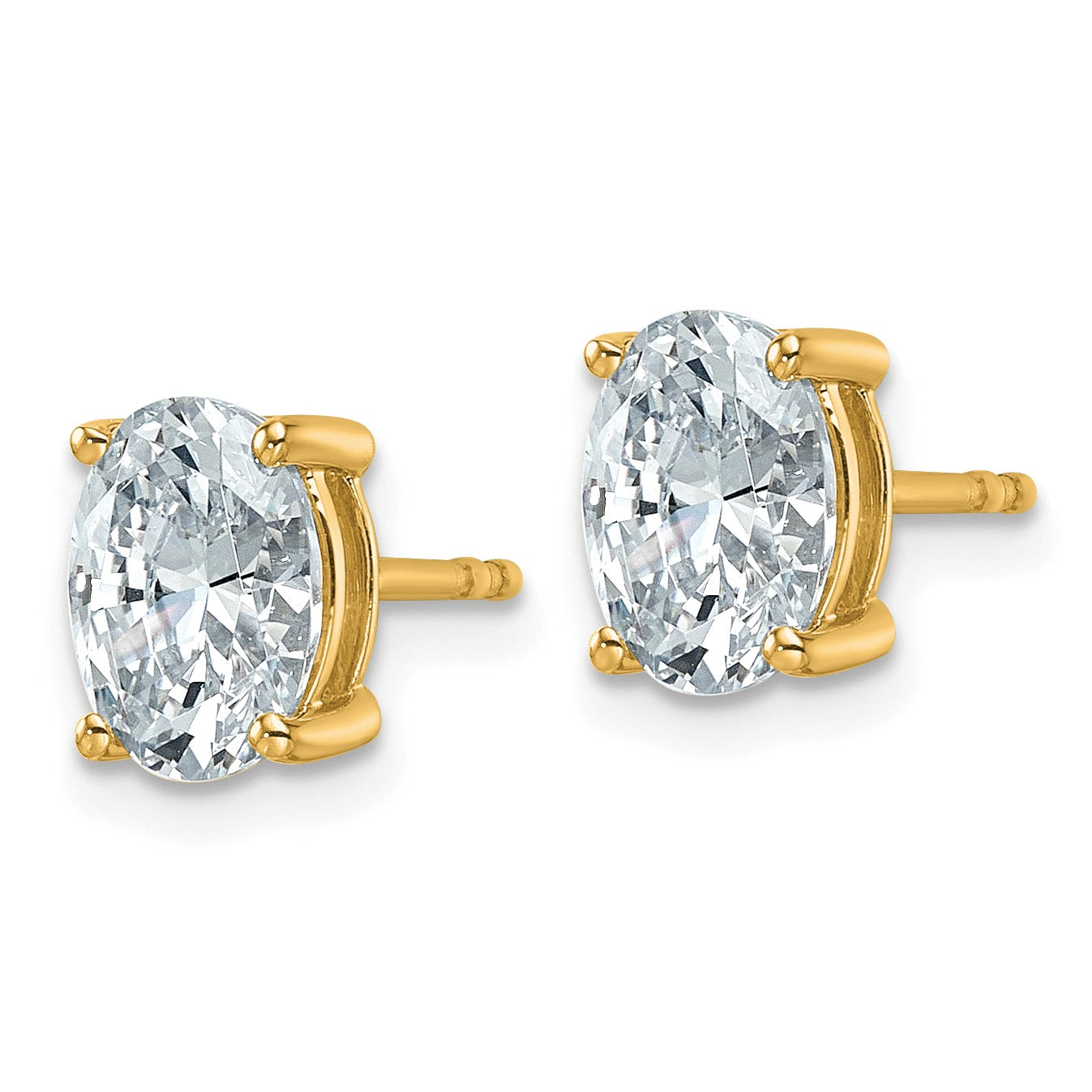 14k Gold Lab Grown Oval Diamond Stud Earrings