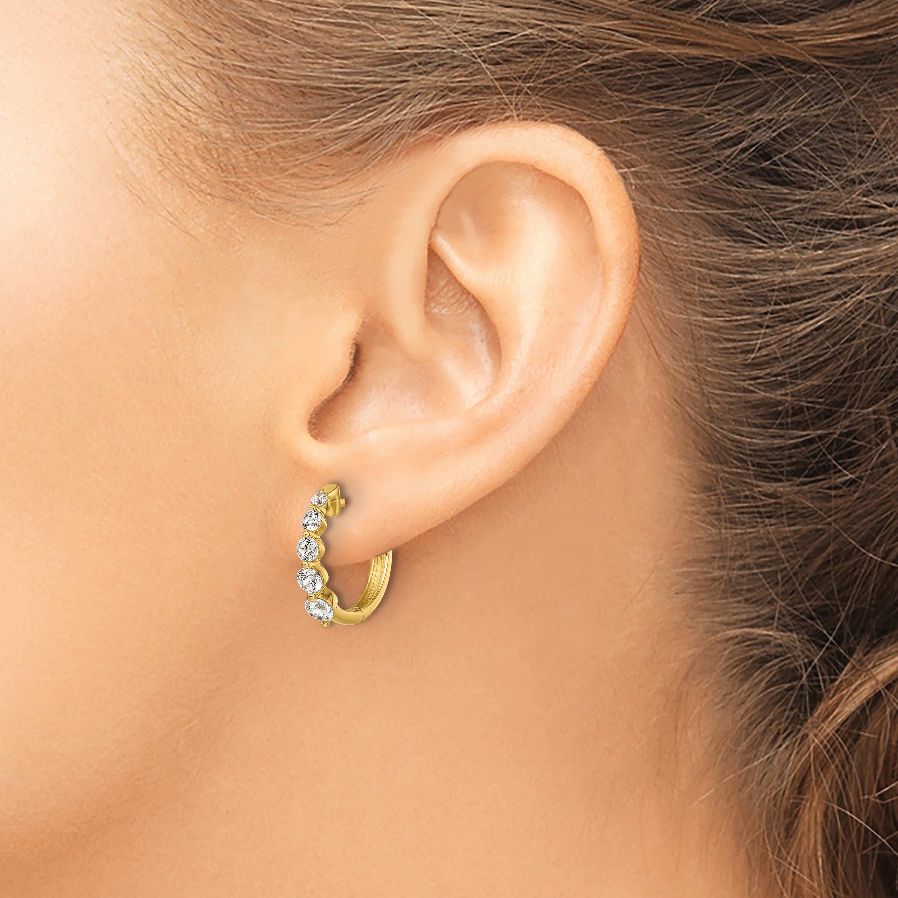 14k Gold Lab Grown Diamond Hinged Hoop Complete Earrings