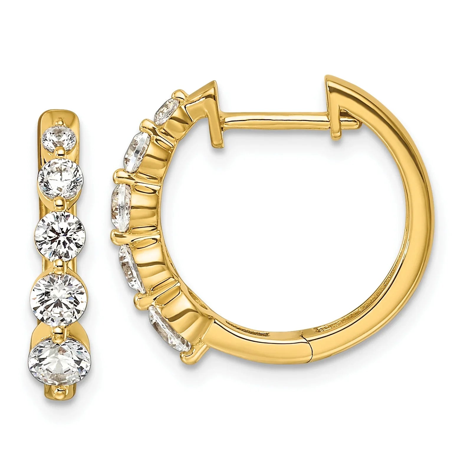 14k Gold Lab Grown Diamond Hinged Hoop Complete Earrings - Fine Diamond