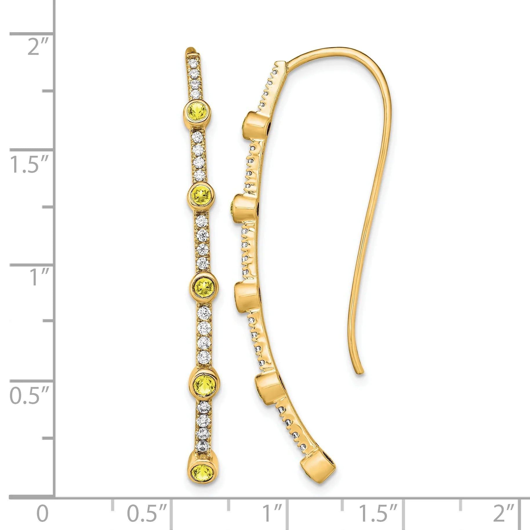 14K Lab Diamond and Lab Created Yellow Sapphire Threader Earrings - Fine Diamond