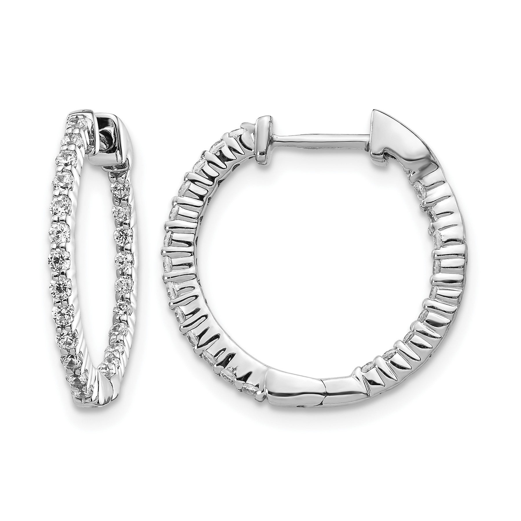 14k Gold Lab Grown Diamond In/Out Hoop Earrings 0.5 Ct