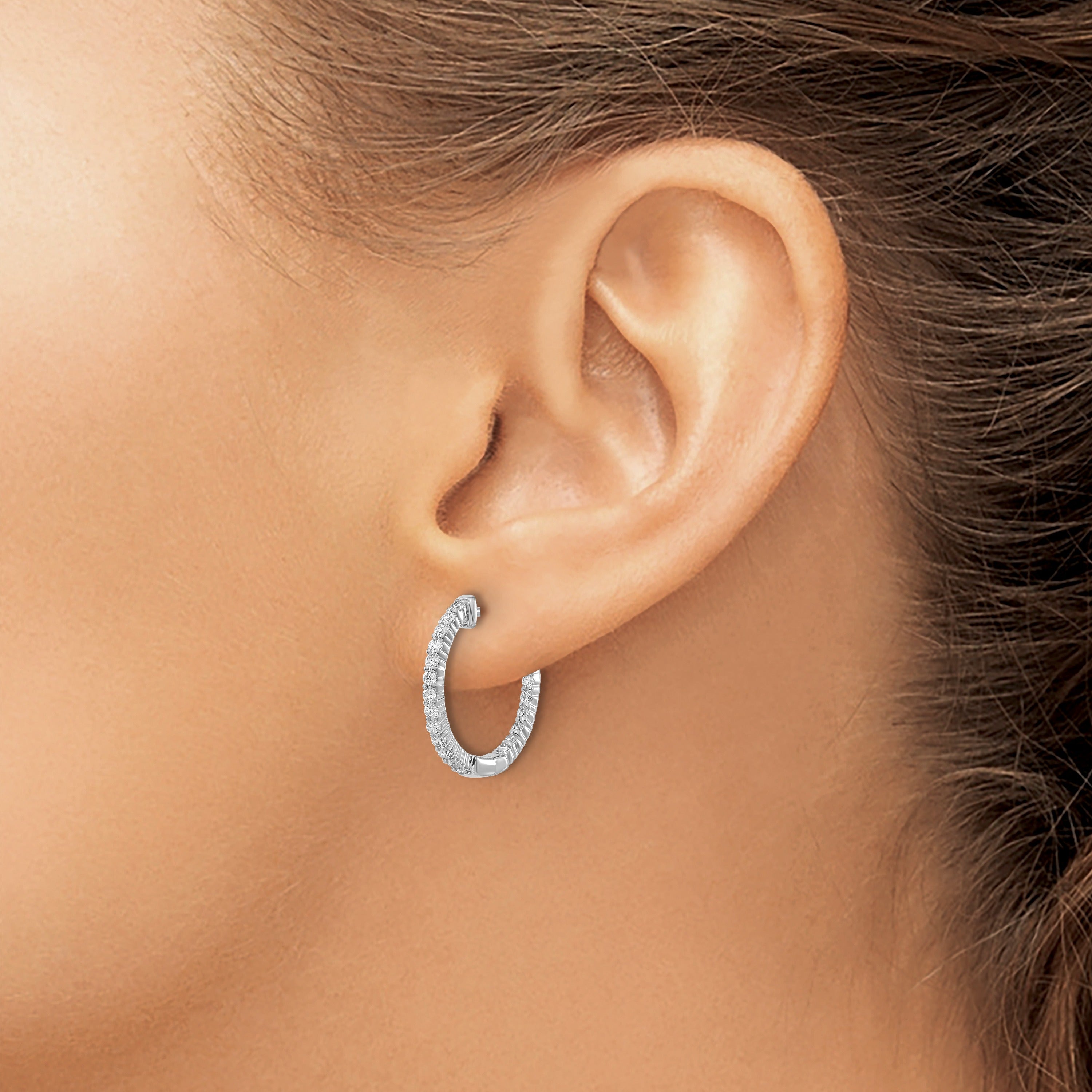 14k Gold Lab Grown Diamond In/Out Hoop Earrings