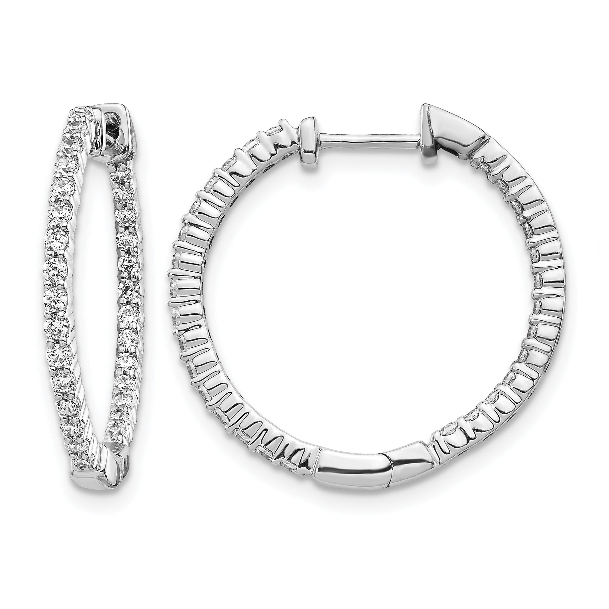 14k Gold Lab Grown Diamond Round In and Out Hoop Earrings