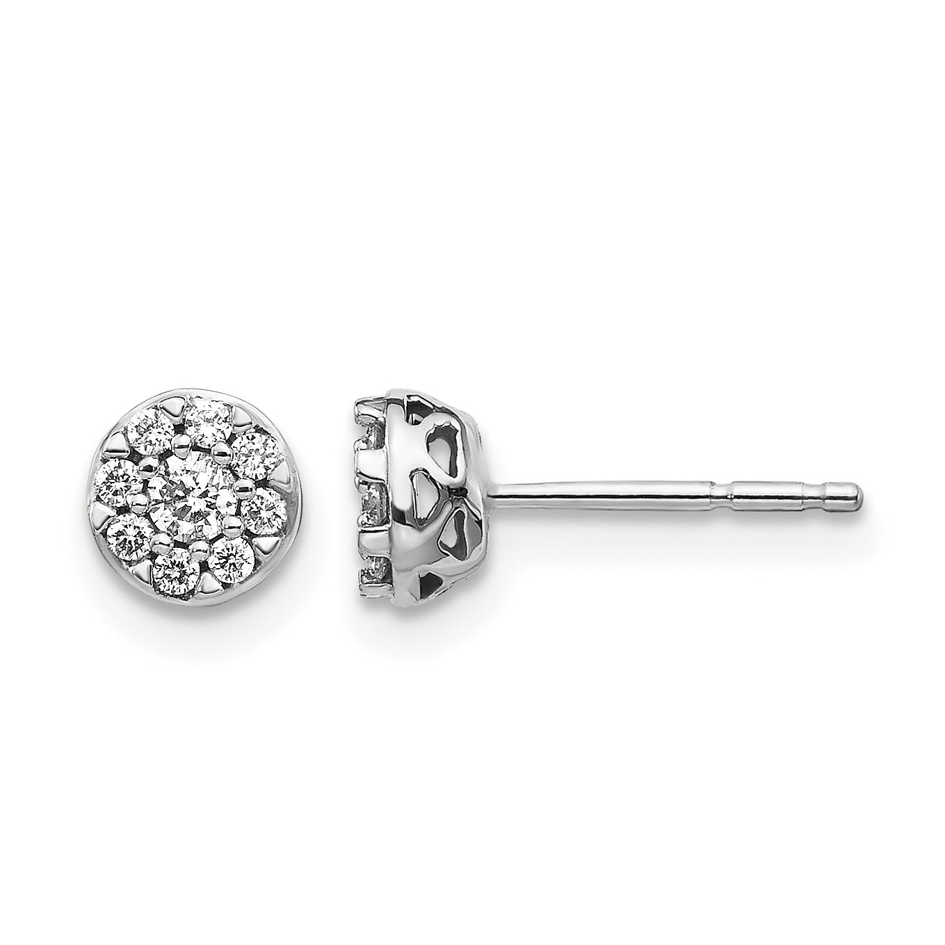 14k White Gold Lab Grown Diamond Cluster Stud Earrings 0.2 Ct