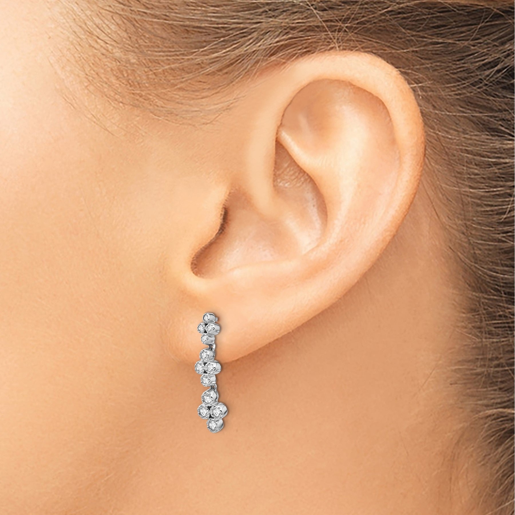 14K Lab Grown Diamond Floral Bloom Post Dangle Earrings