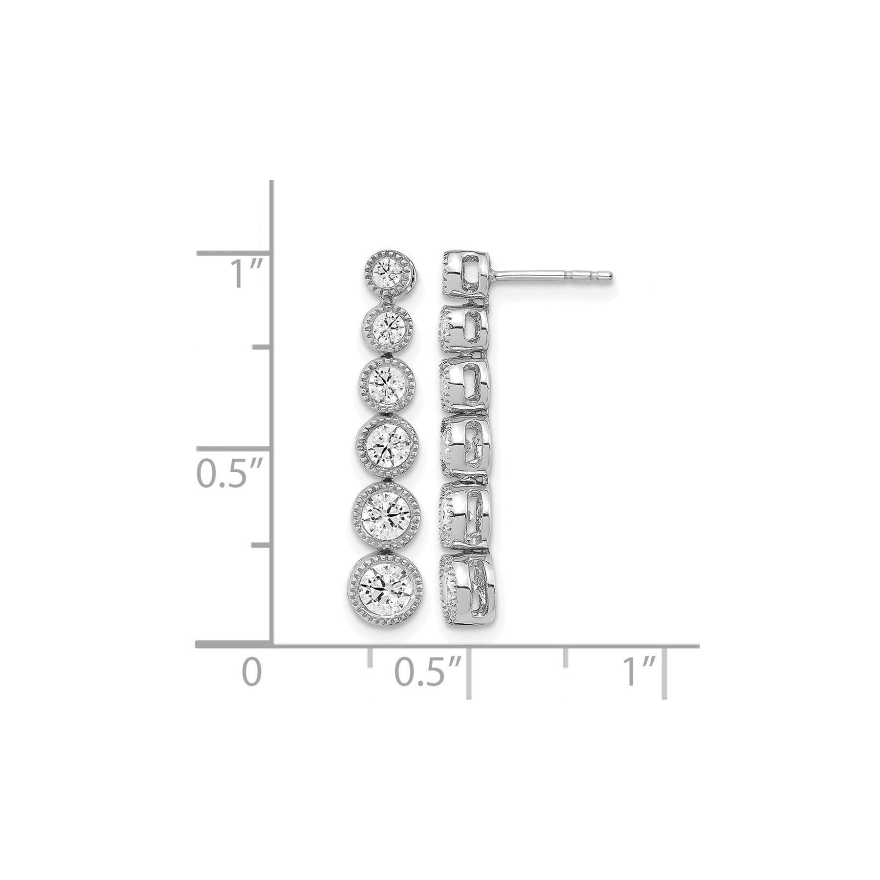 14K Gold Lab Grown Diamond Graduated Dangle Post Earrings