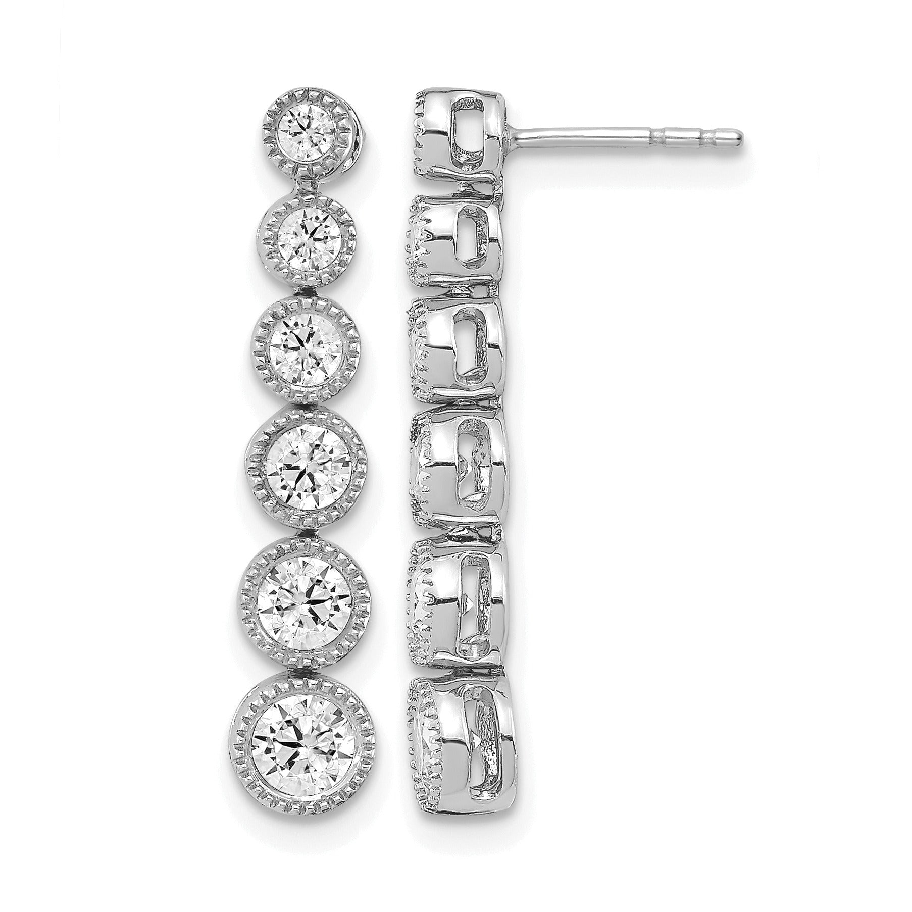 14K Gold Lab Grown Diamond Graduated Dangle Post Earrings