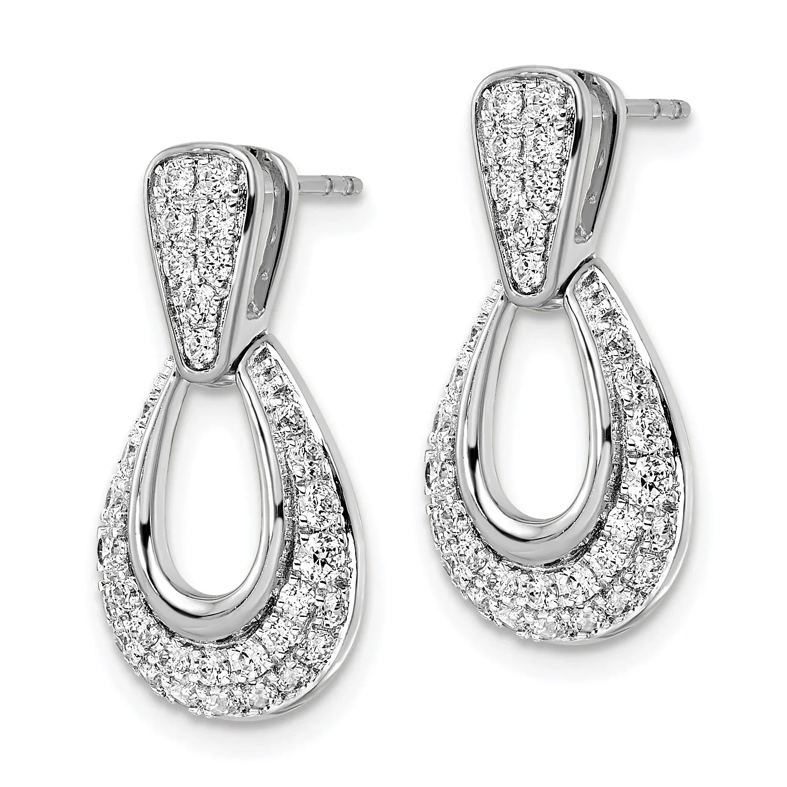 14K White Gold 3/4 carat Lab Grown Diamond Fancy Earrings - Fine Diamond