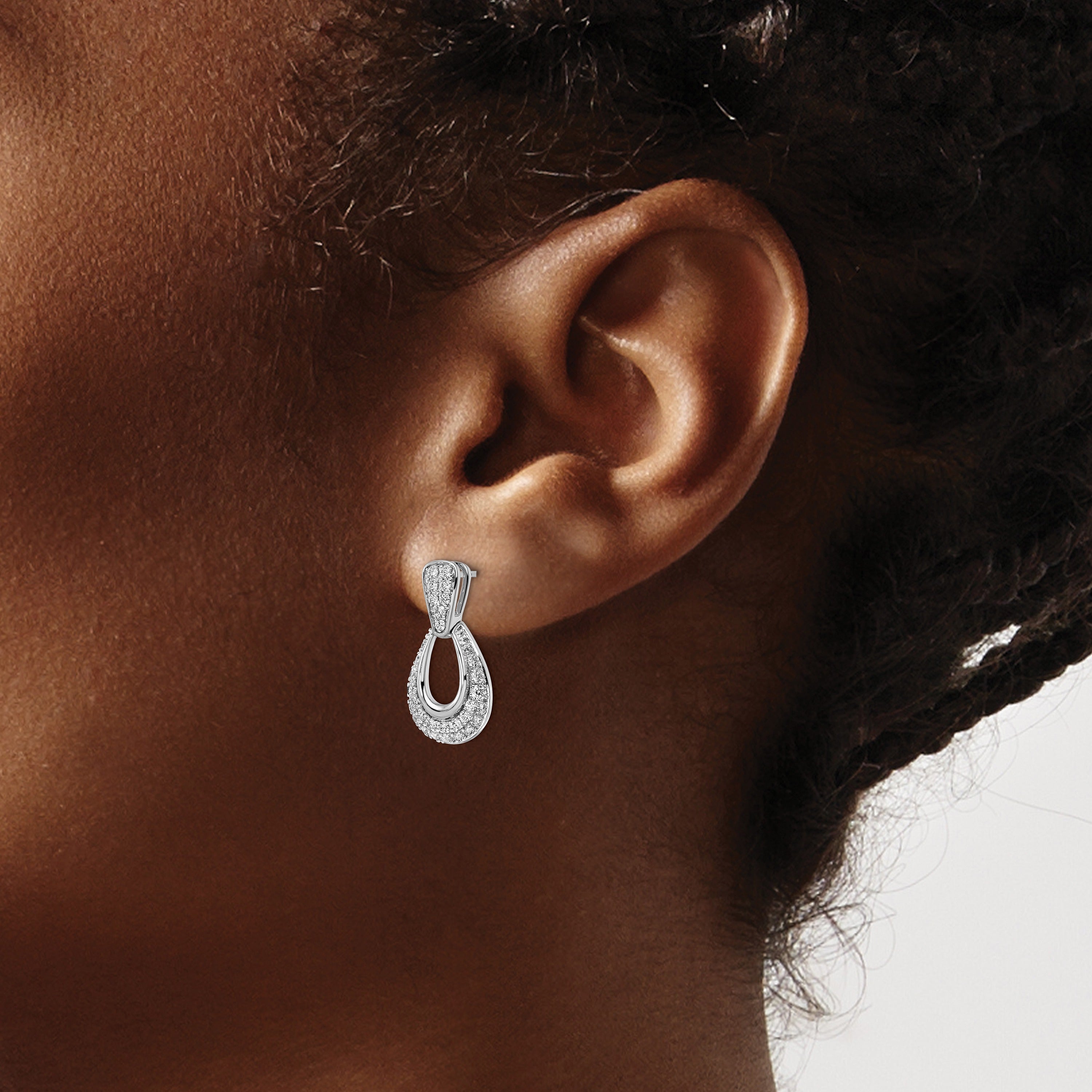 14K White Gold 3/4 carat Lab Grown Diamond Fancy Earrings