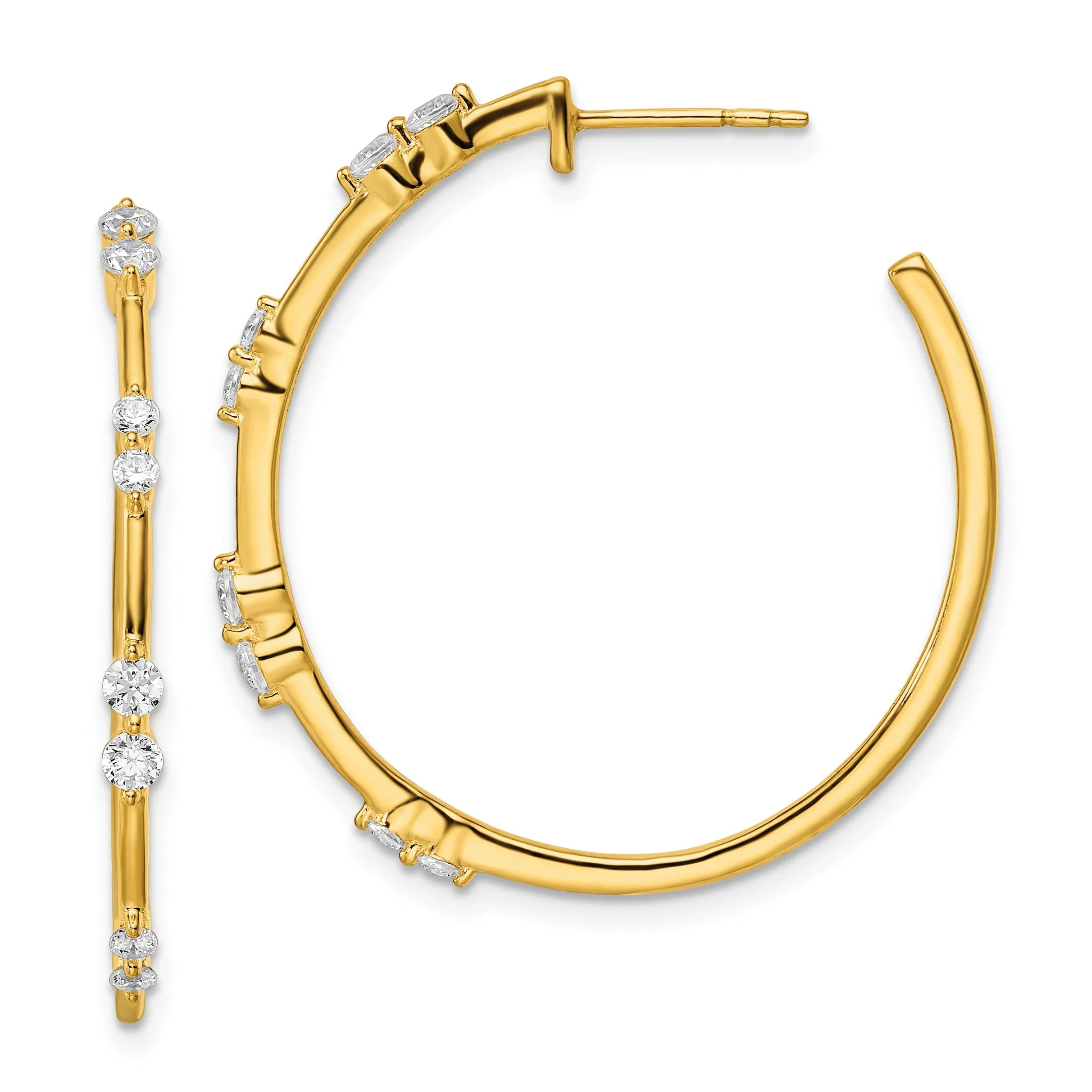 14K Gold Lab Grown Diamond Post Hoop Earrings - Fine Diamond