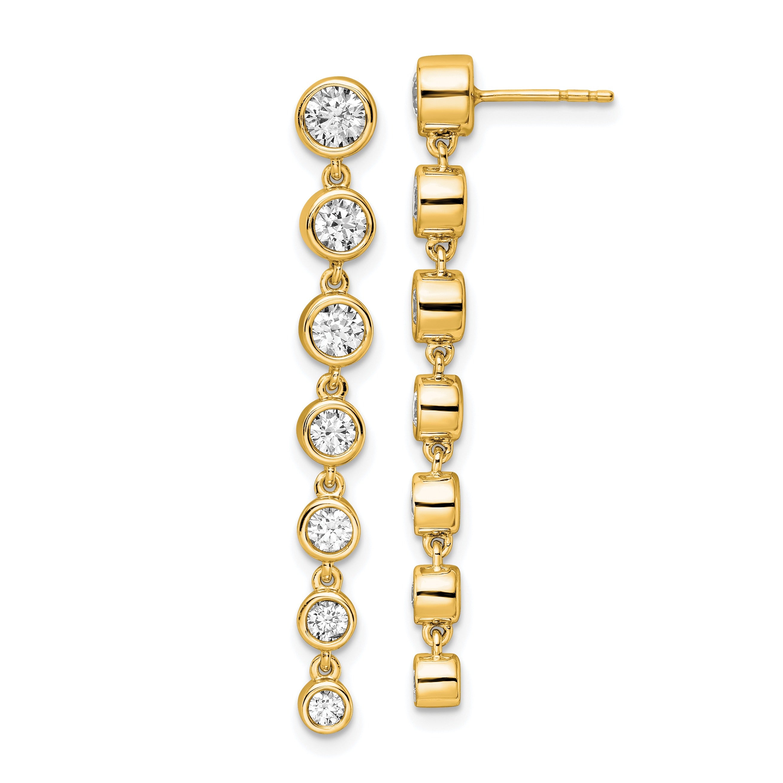 14K Gold Lab Grown Diamond Dangle Post Earrings