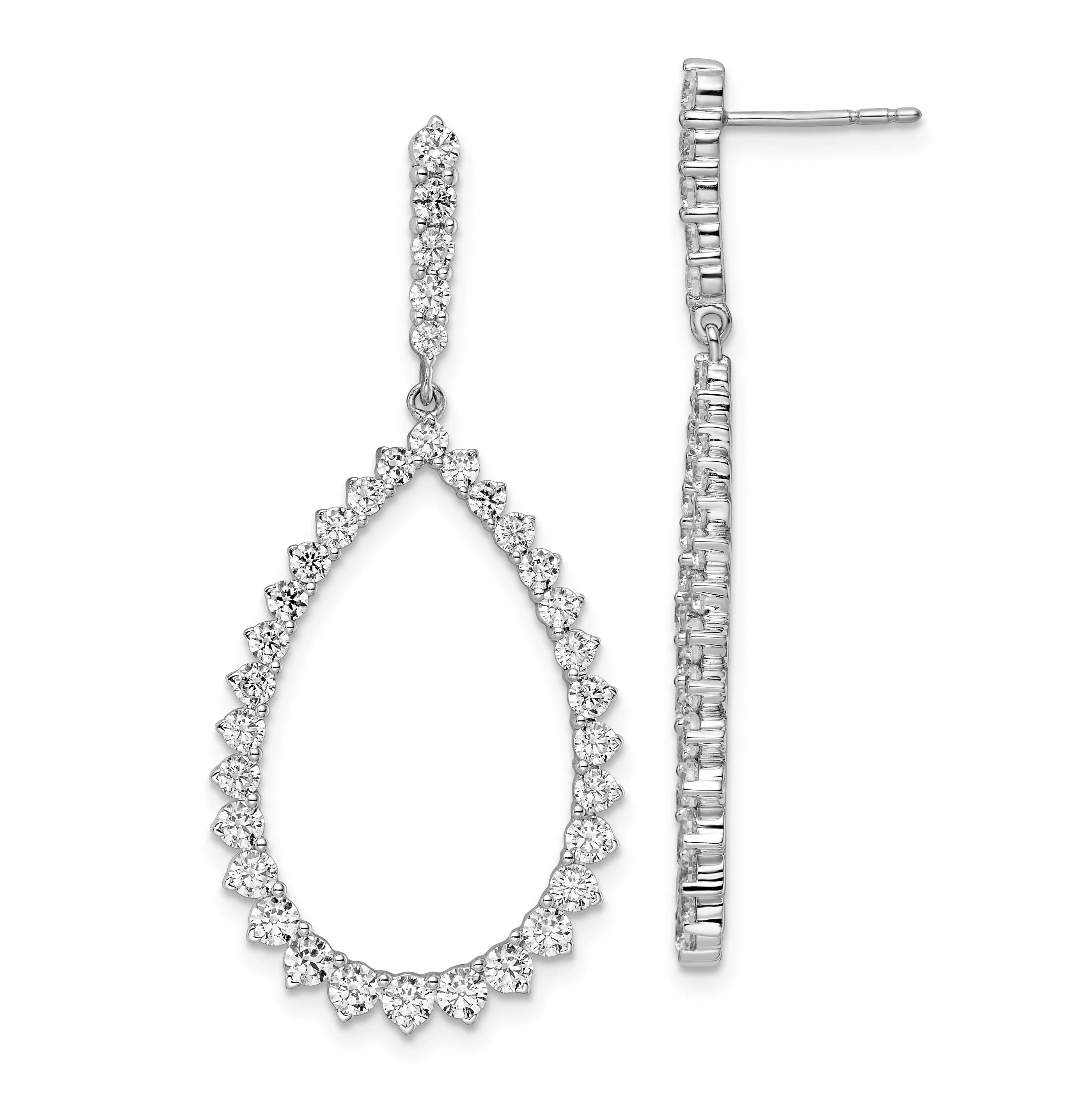 14K Gold 3 ct Lab Grown Diamond Dangle Earrings - Fine Diamond