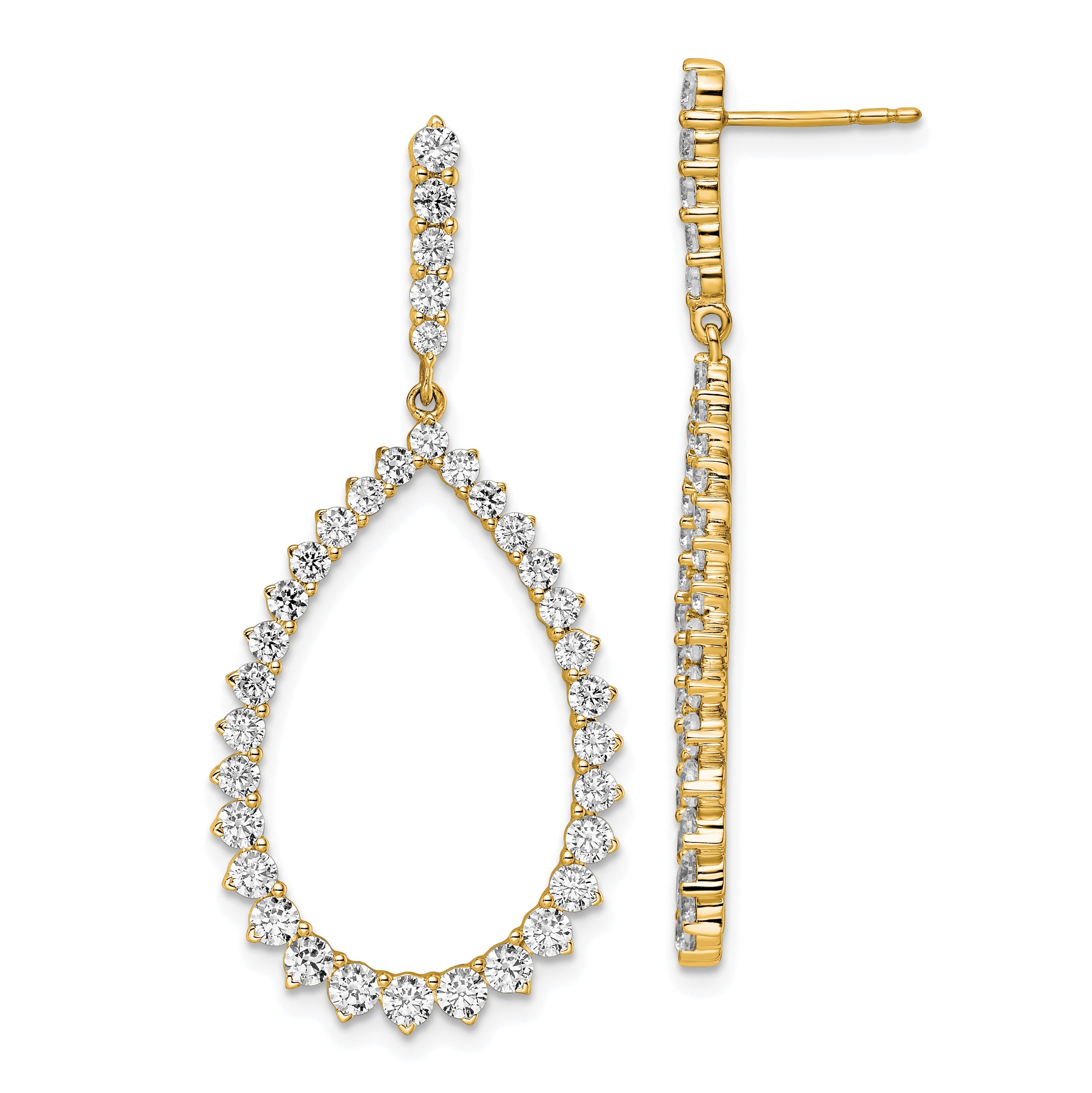 14K Gold 3 ct Lab Grown Diamond Dangle Earrings