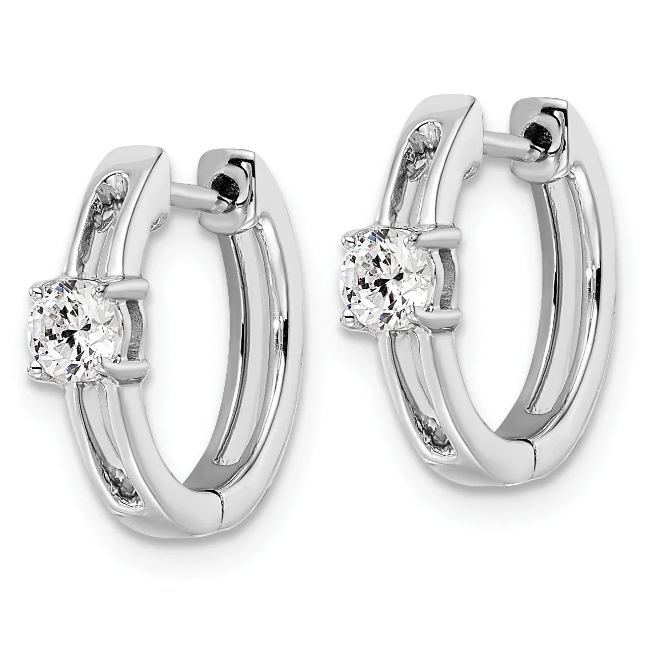 Lab Grown Diamond Hinged Hoops 14K White Gold - Fine Diamond