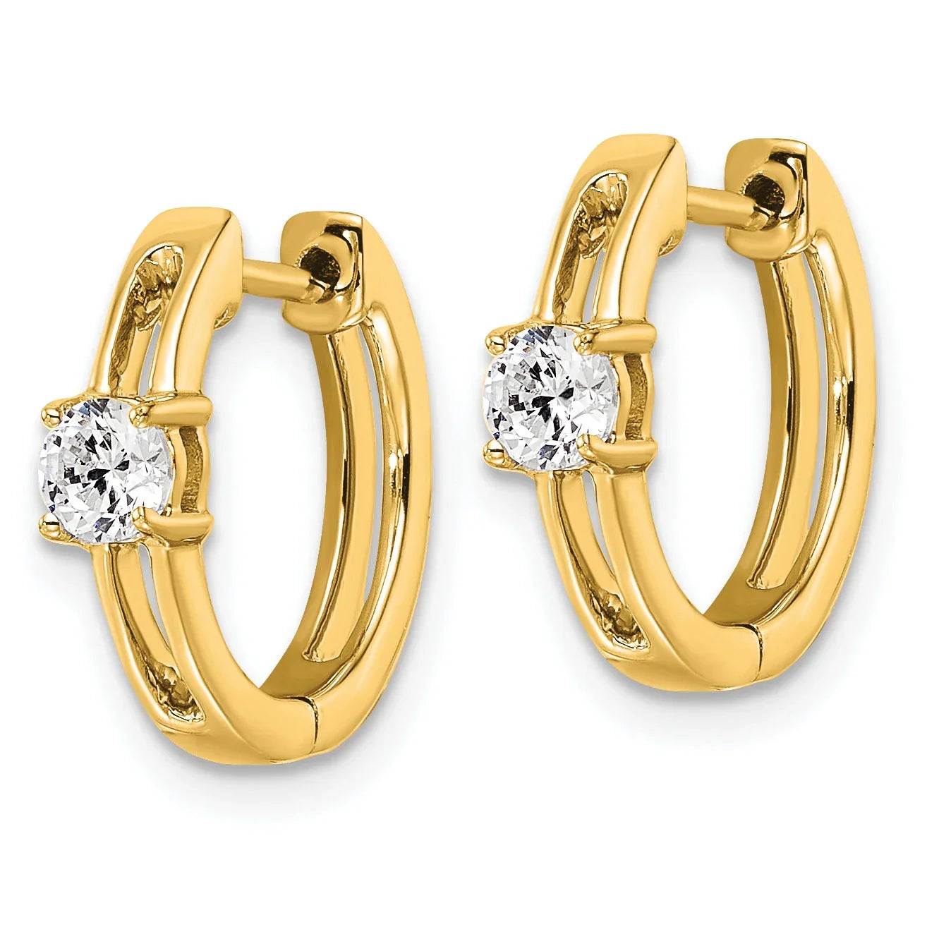 Lab Grown Diamond Hinged Hoops 14K Yellow Gold - Fine Diamond
