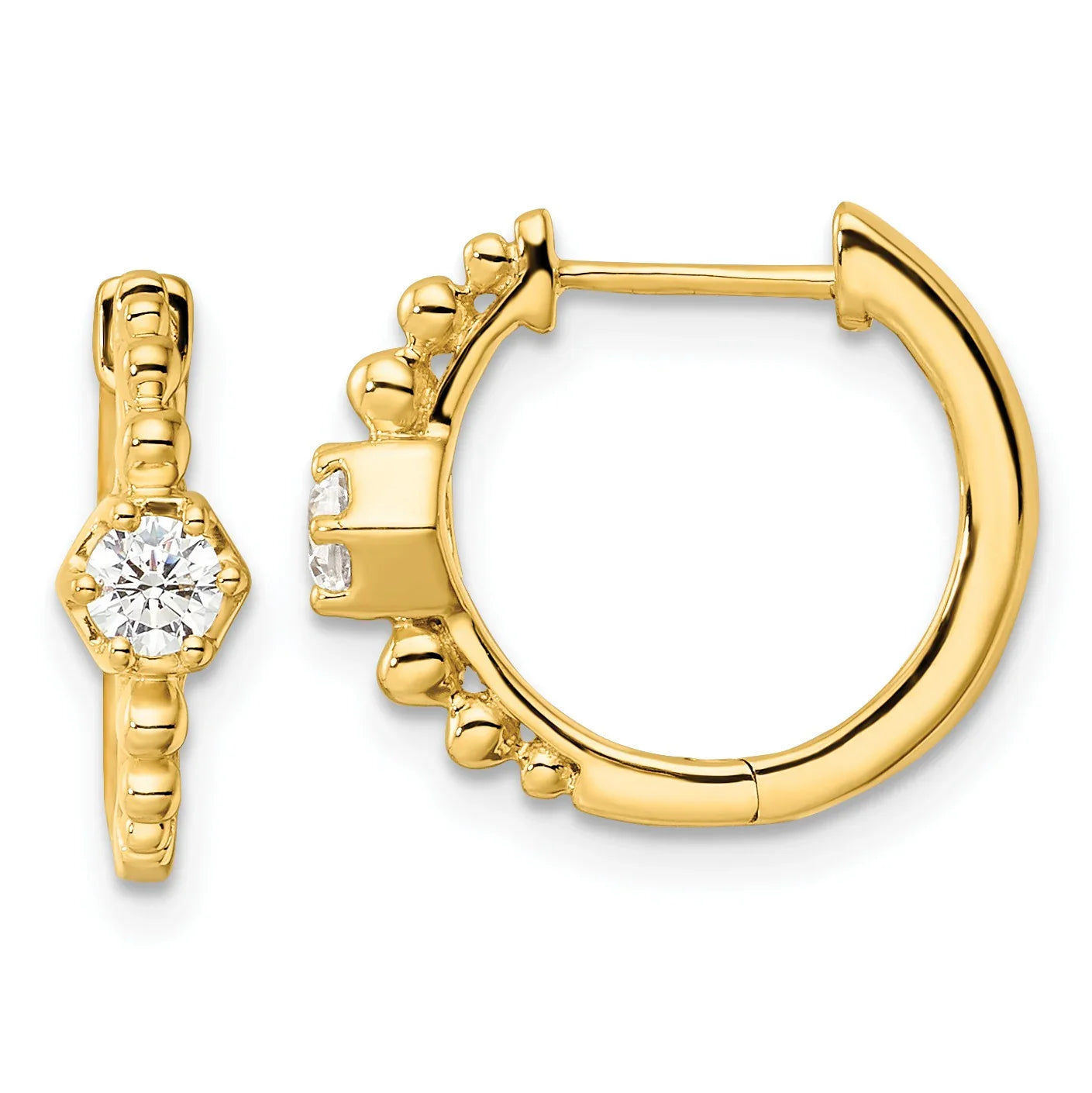 14K Yellow Gold Lab Diamond Hinged Hoop Earrings - Fine Diamond