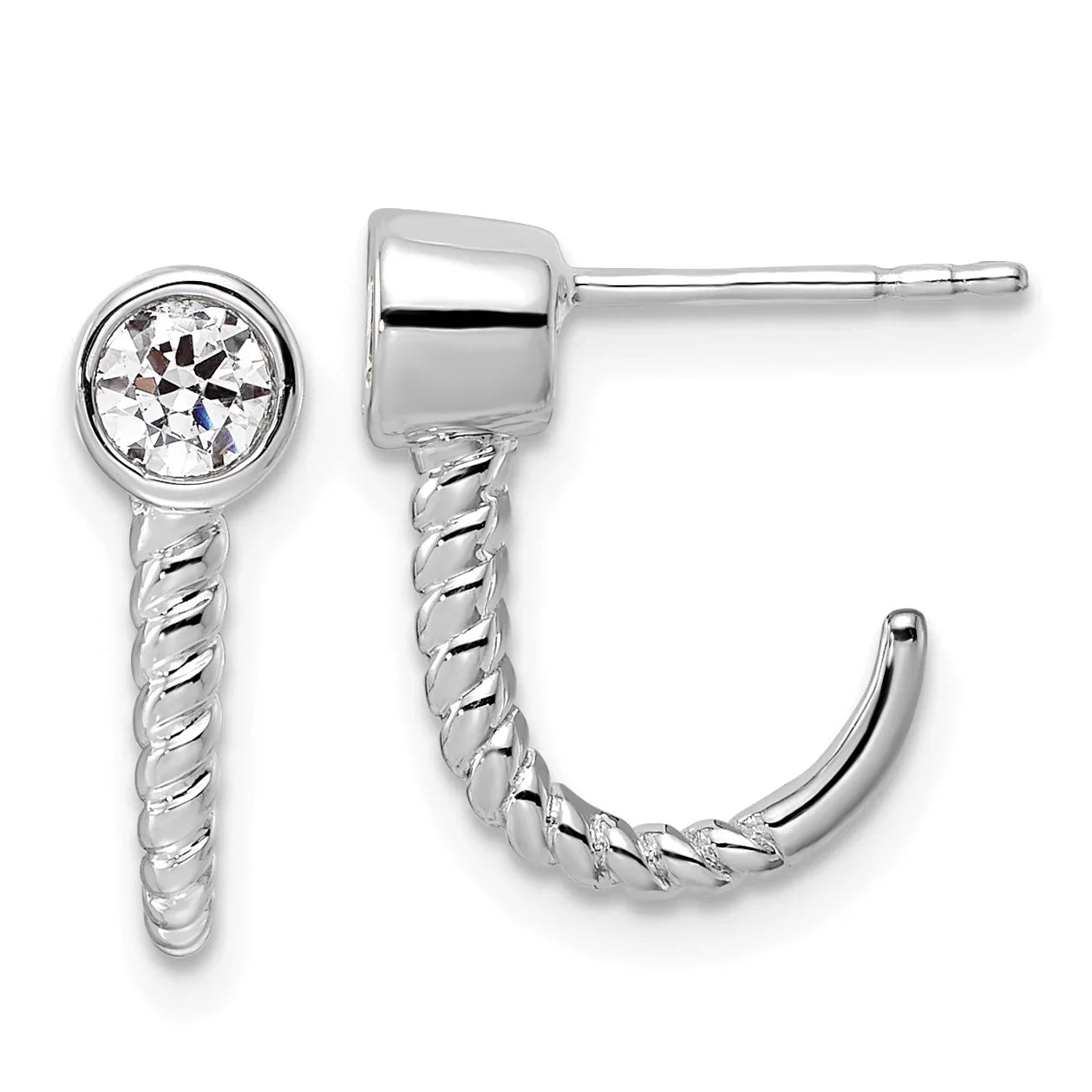 Lab Grown Diamond J-Hoop Earrings 14k Gold - Fine Diamond