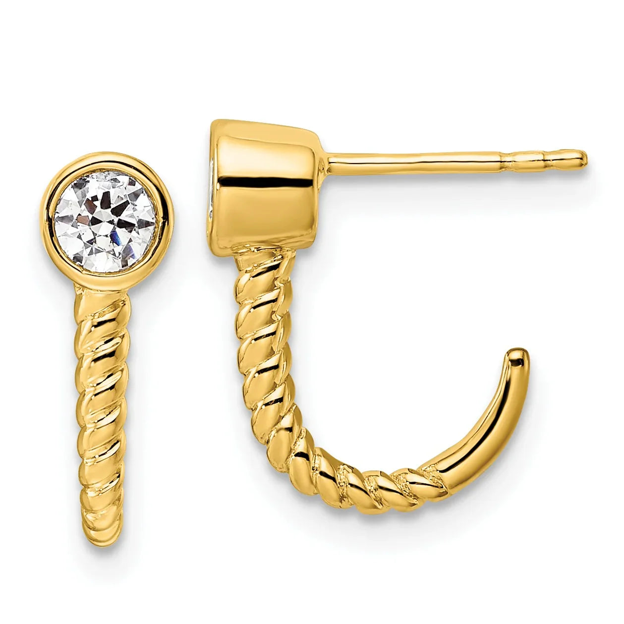 Lab Grown Diamond J-Hoop Earrings 14k Gold - Fine Diamond