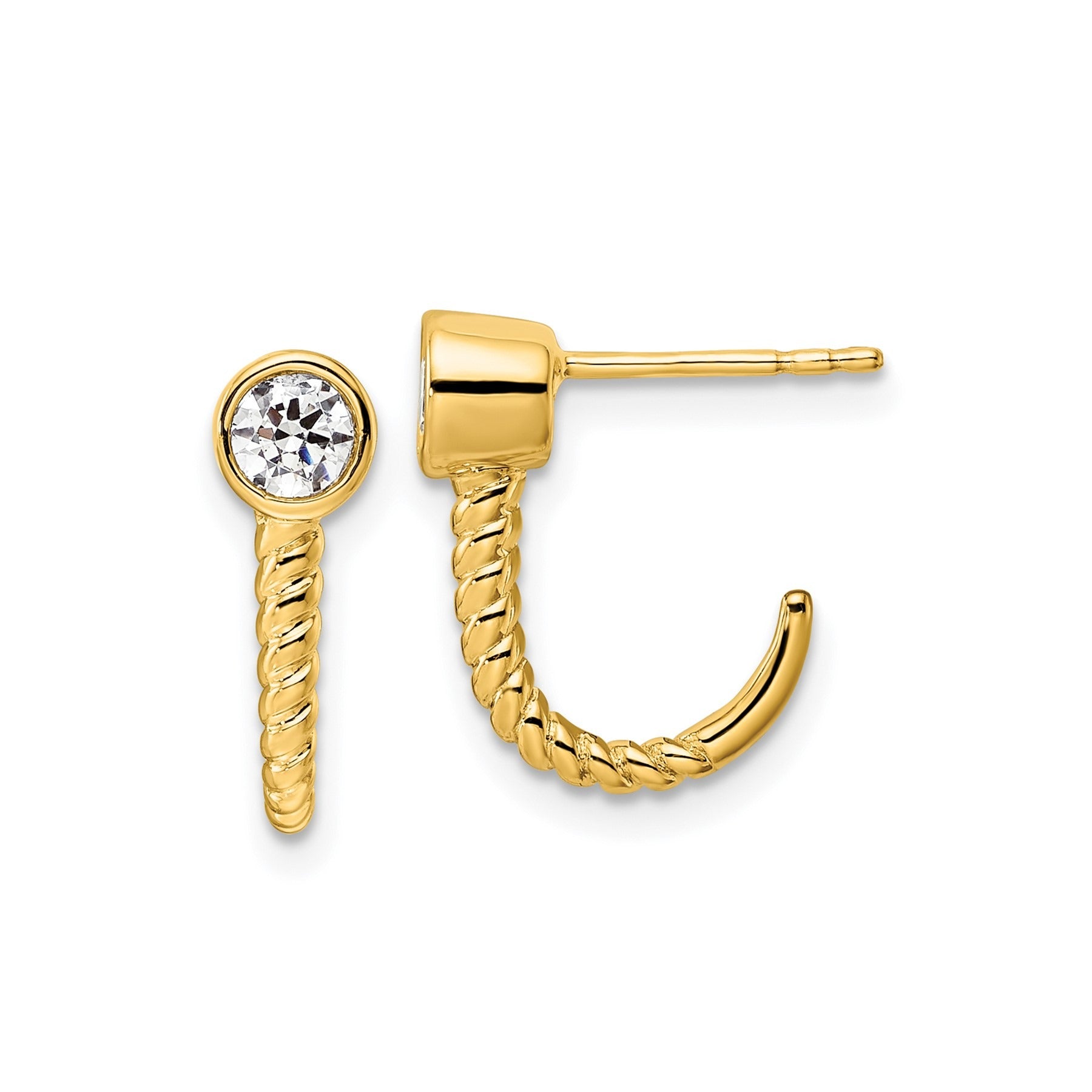 Lab Grown Diamond J-Hoop Earrings 14k Gold