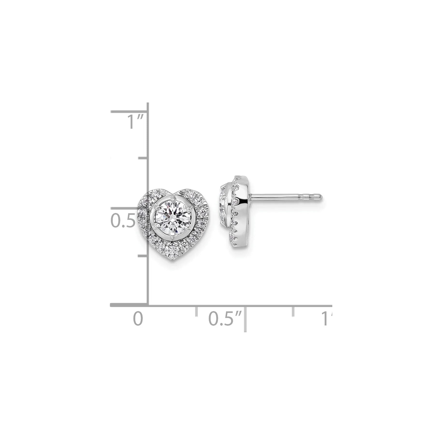 14K Gold Lab Grown Diamond Heart Stud Earrings - Fine Diamond