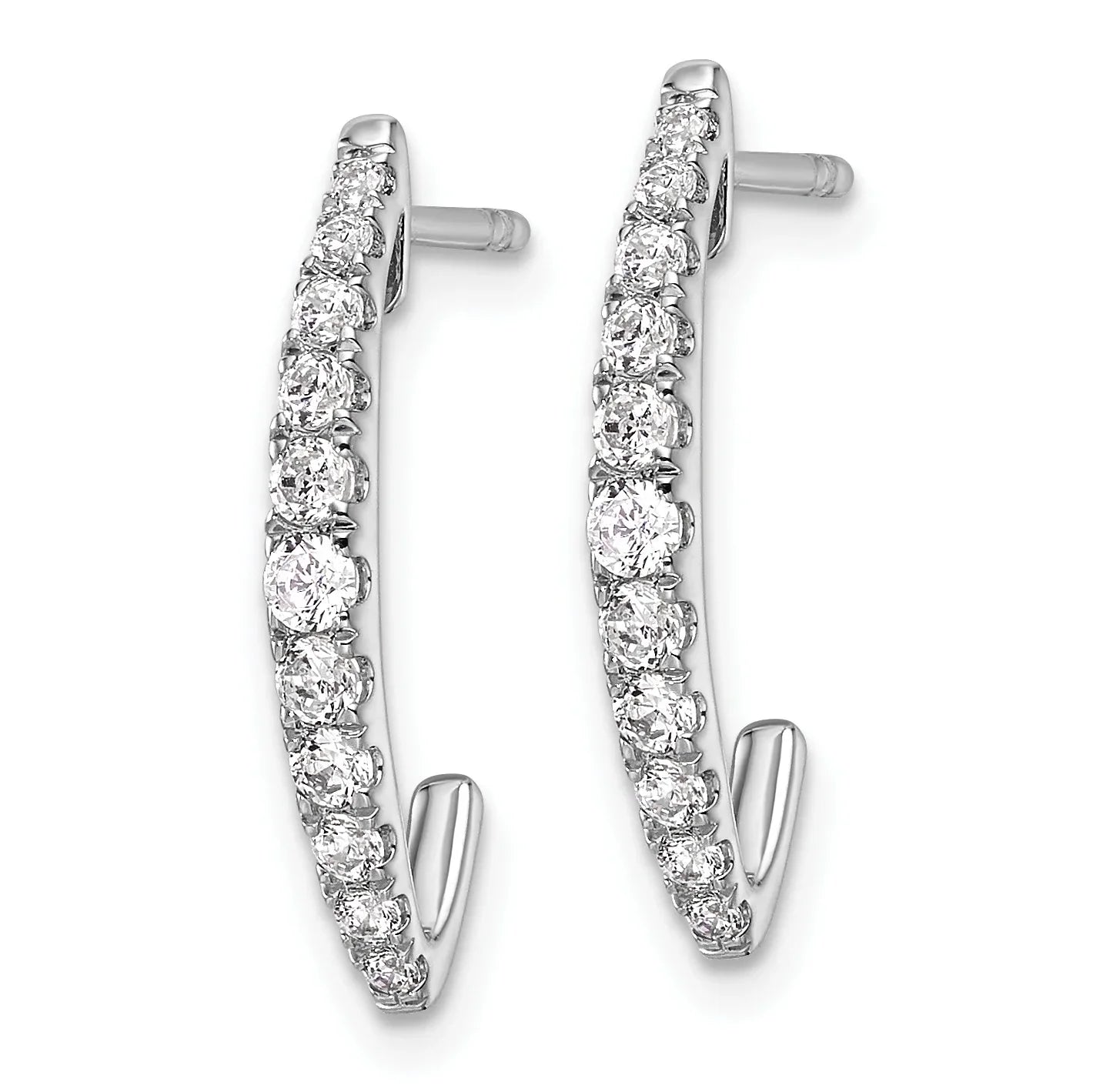 14K White Gold Lab Grown Diamond J-Hoop Earrings - Fine Diamond