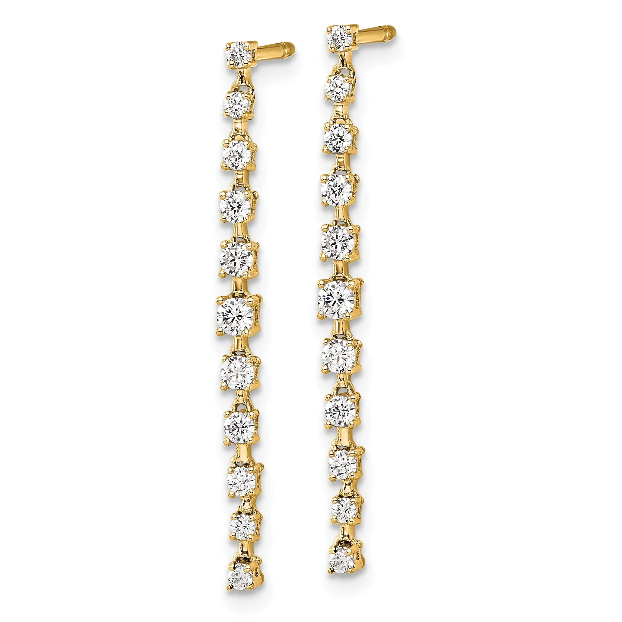 Gold 14K Lab Grown Diamond Post Dangle Earrings - Fine Diamond