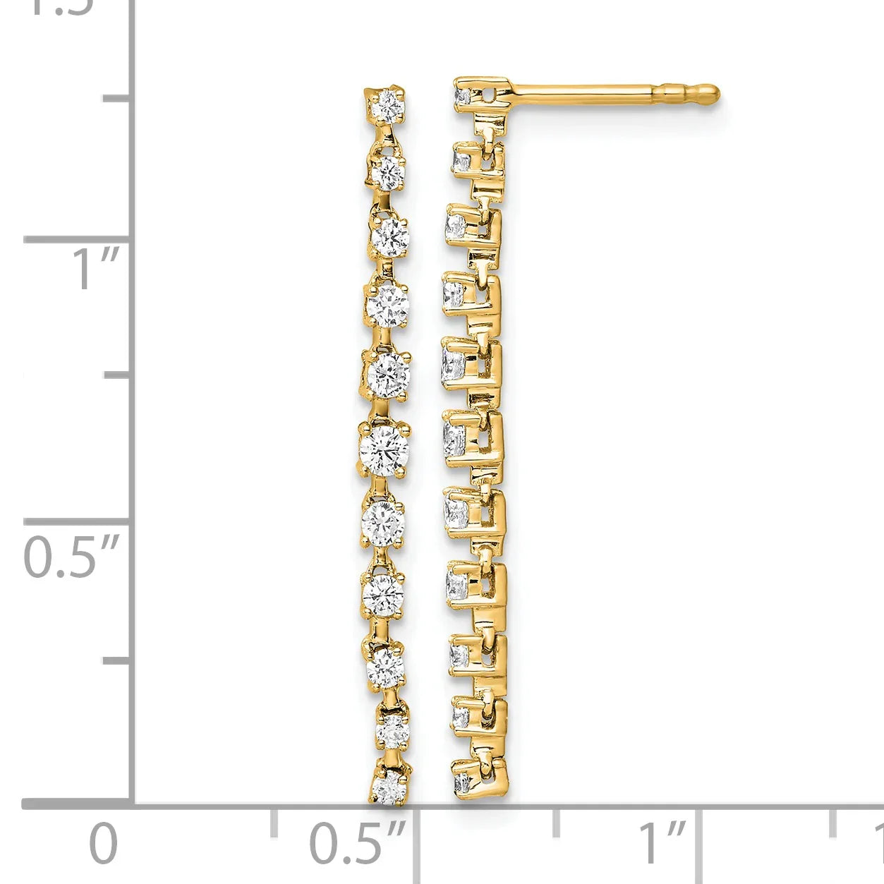 Gold 14K Lab Grown Diamond Post Dangle Earrings - Fine Diamond