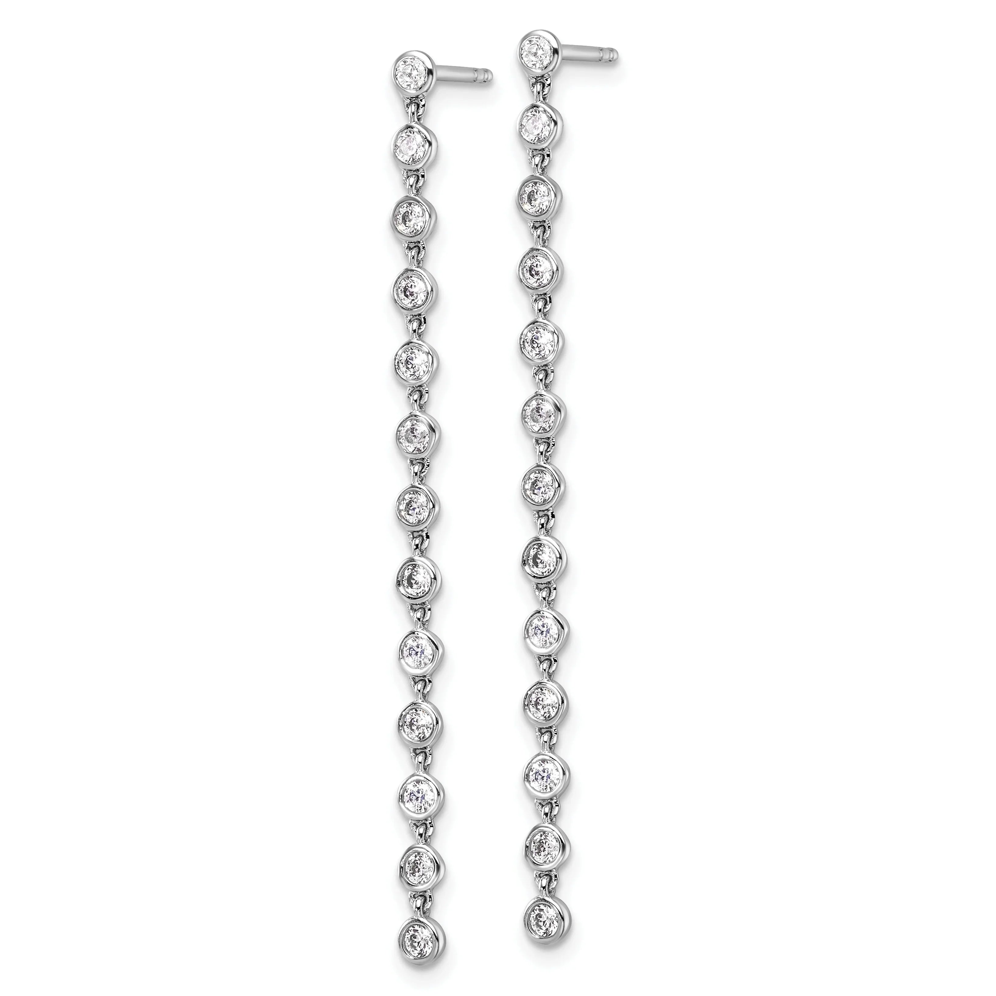 14K White Gold Lab Diamond Dangle Post Earrings - Fine Diamond