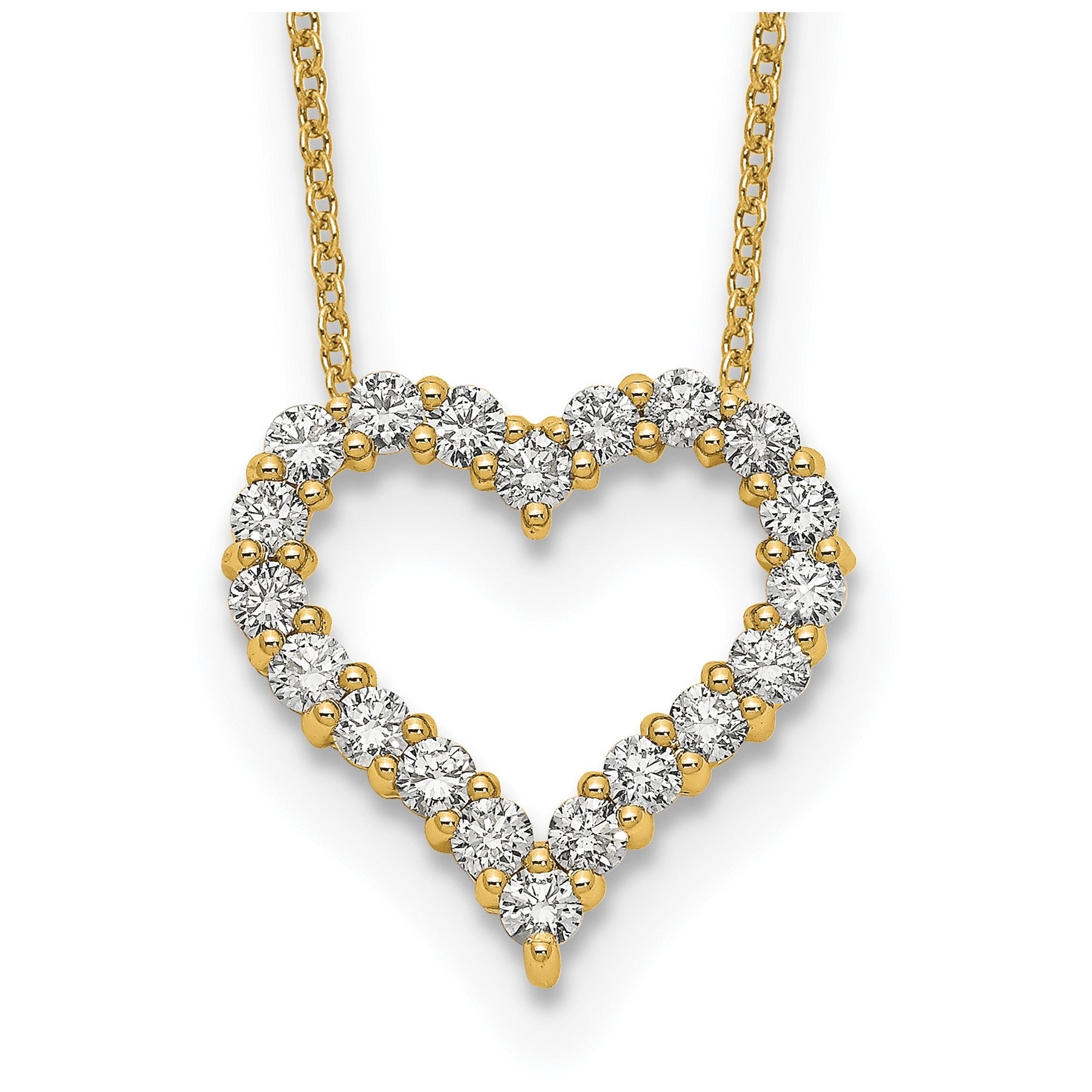 Lab Grown Diamond Open Heart Necklace Gold 1ctw