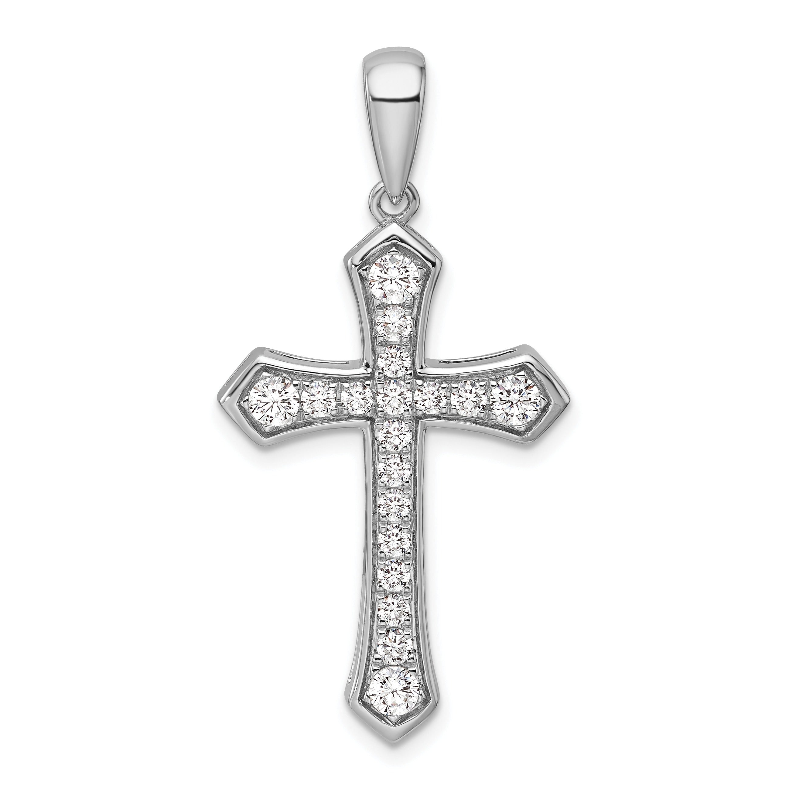 14K Gold 3/4 carat Lab Grown Diamond Cross Pendant