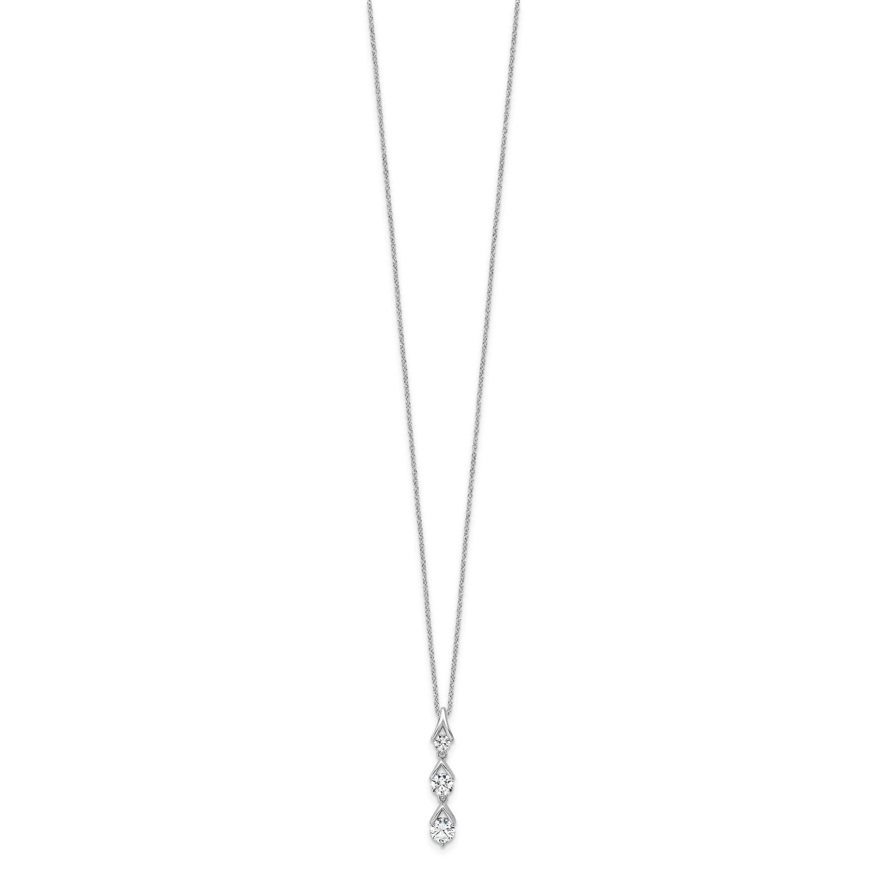 Lab Grown Three Diamond Drop Necklace 1 Ctw