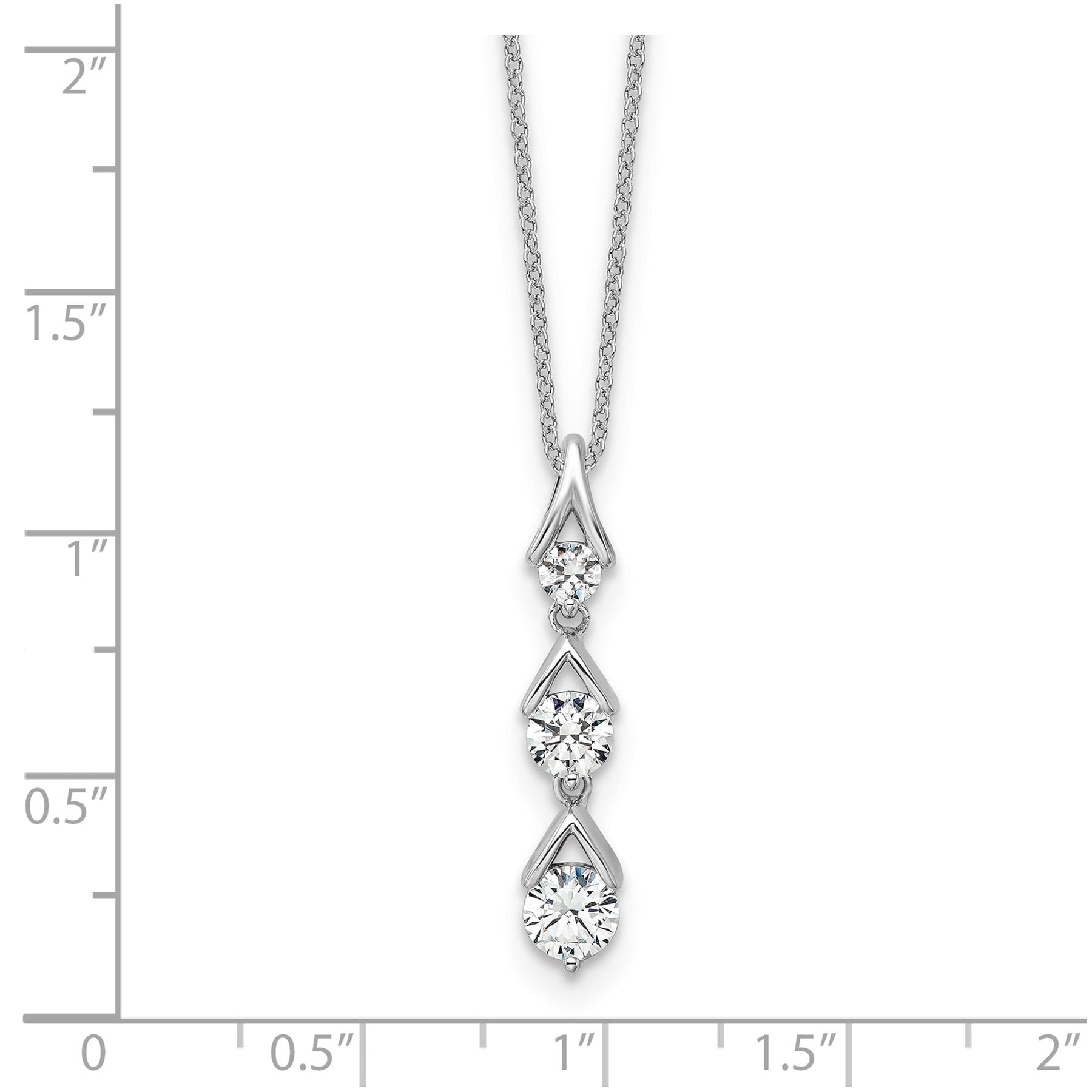 Lab Grown Three Diamond Drop Necklace 1 Ctw