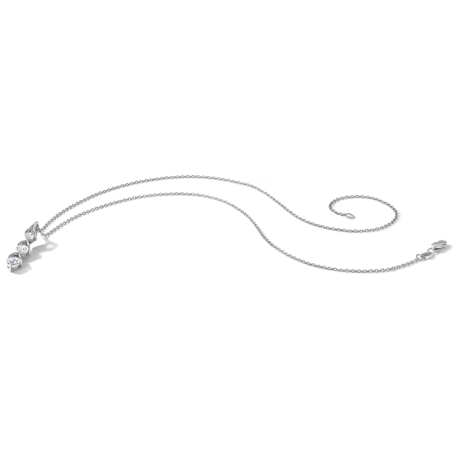 Lab Grown Three Diamond Drop Necklace 1 Ctw