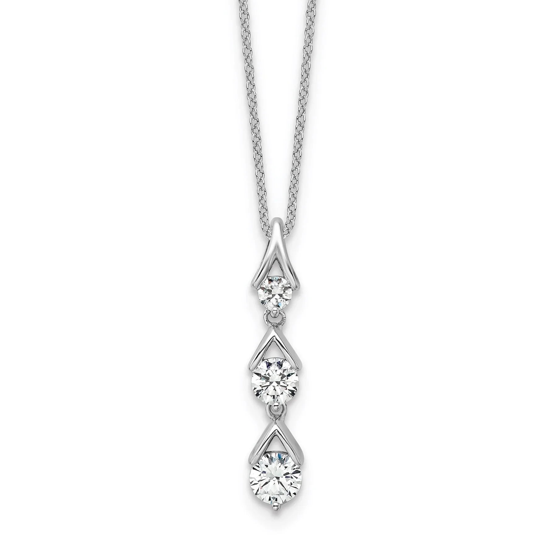 Lab Grown Three Diamond Drop Necklace - Fine Diamond
