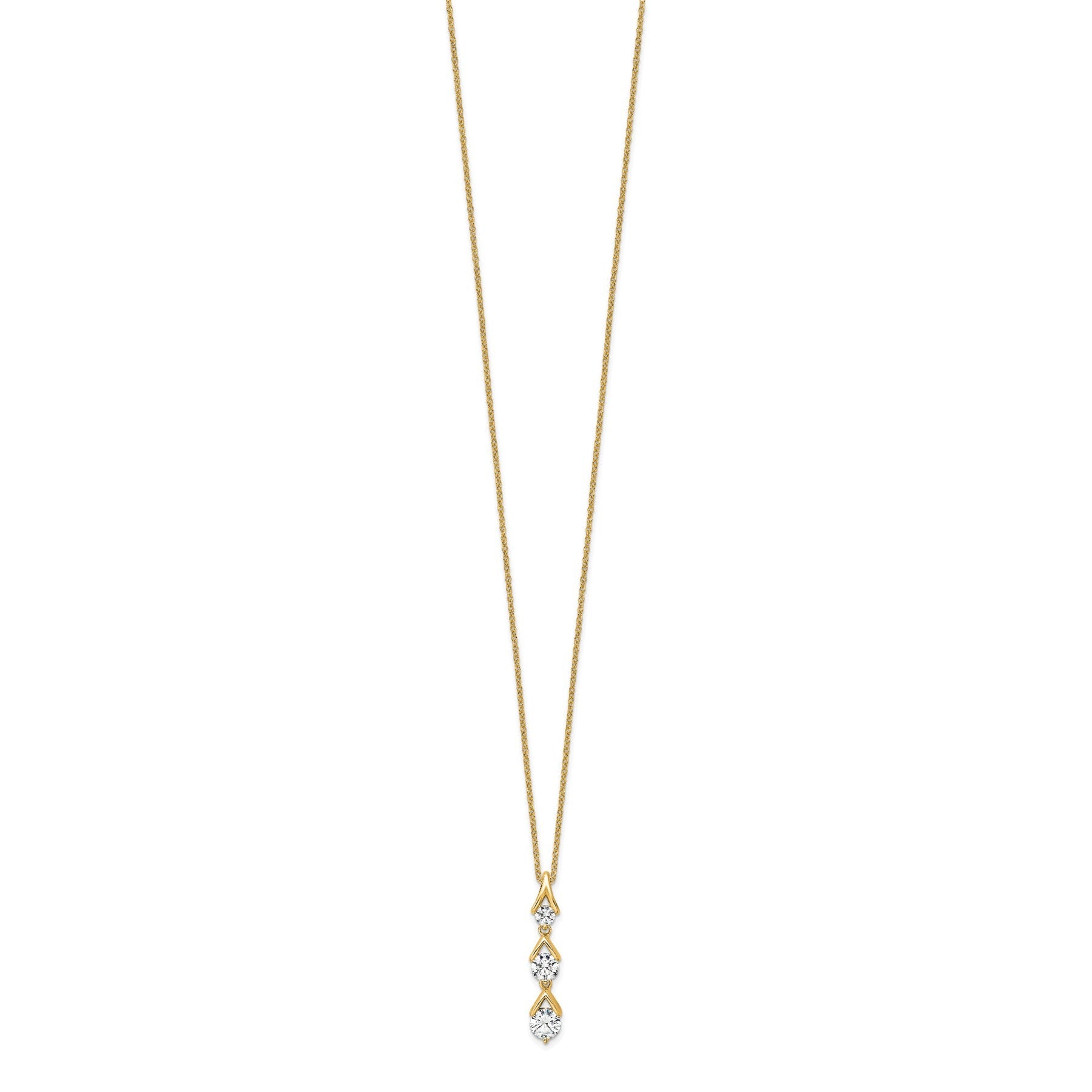 Lab Grown Three Diamond Drop Necklace 1 Ctw