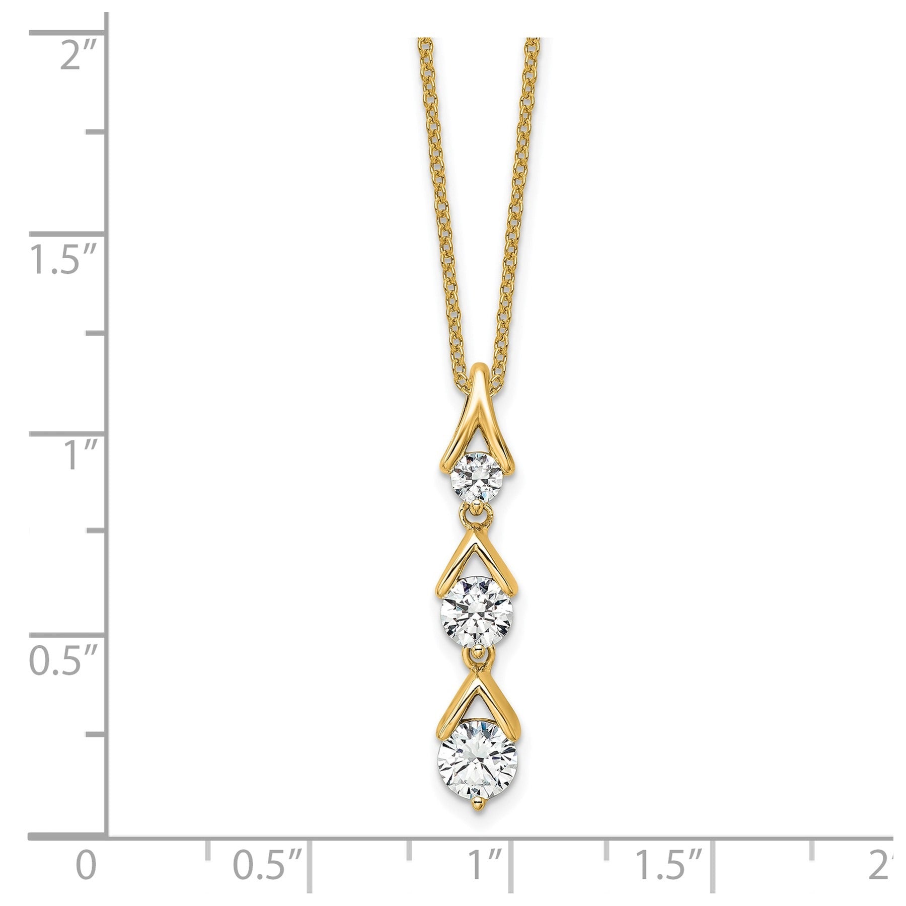 Lab Grown Three Diamond Drop Necklace 1 Ctw