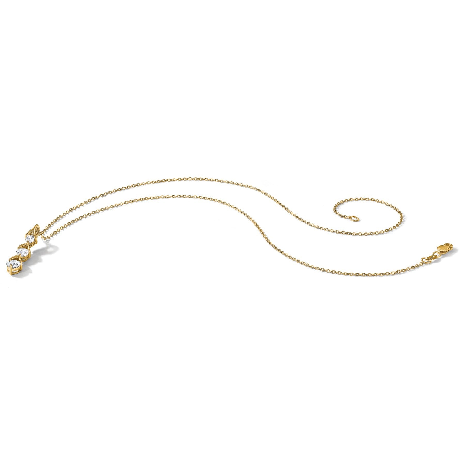 Lab Grown Three Diamond Drop Necklace 1 Ctw