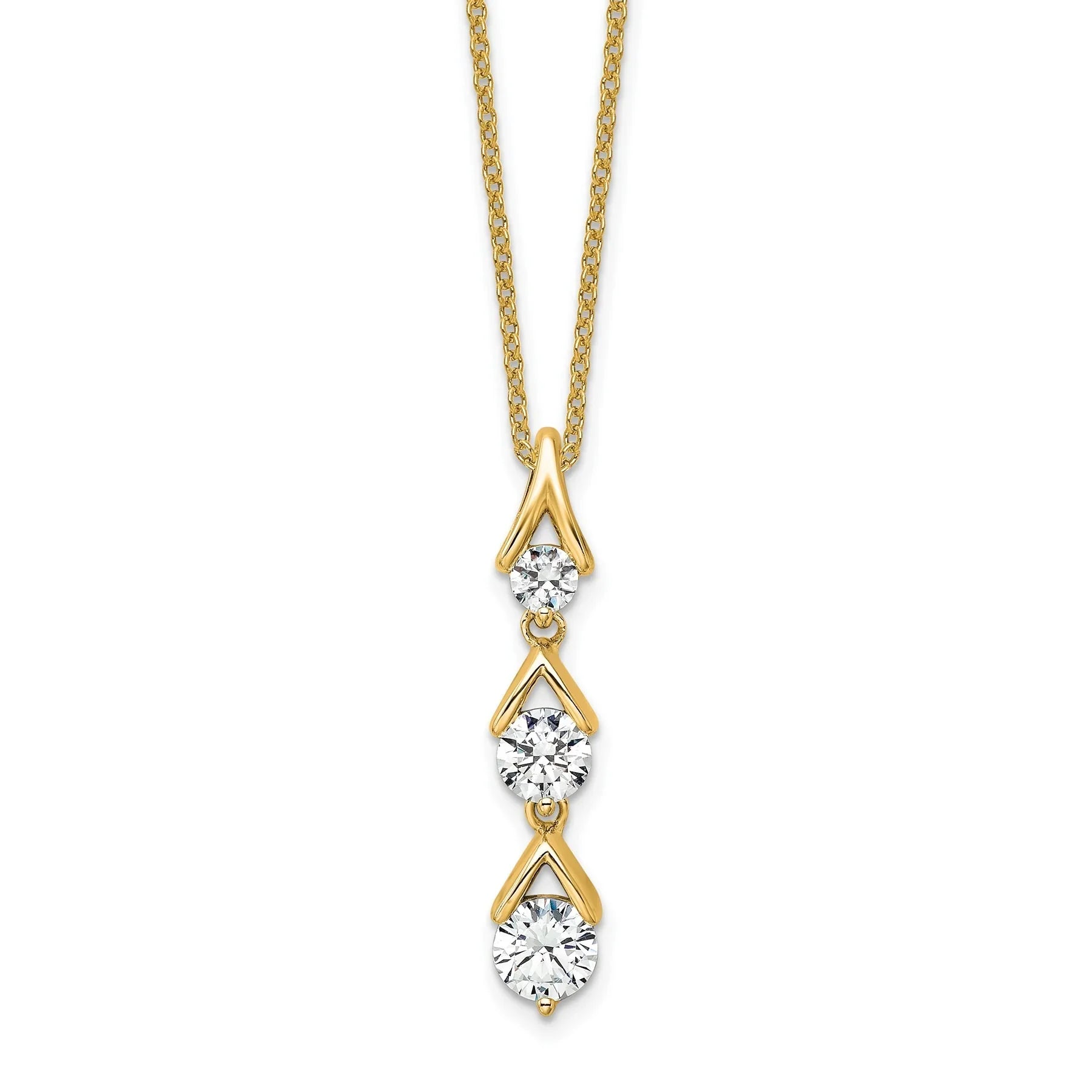 Lab Grown Three Diamond Drop Necklace - Fine Diamond
