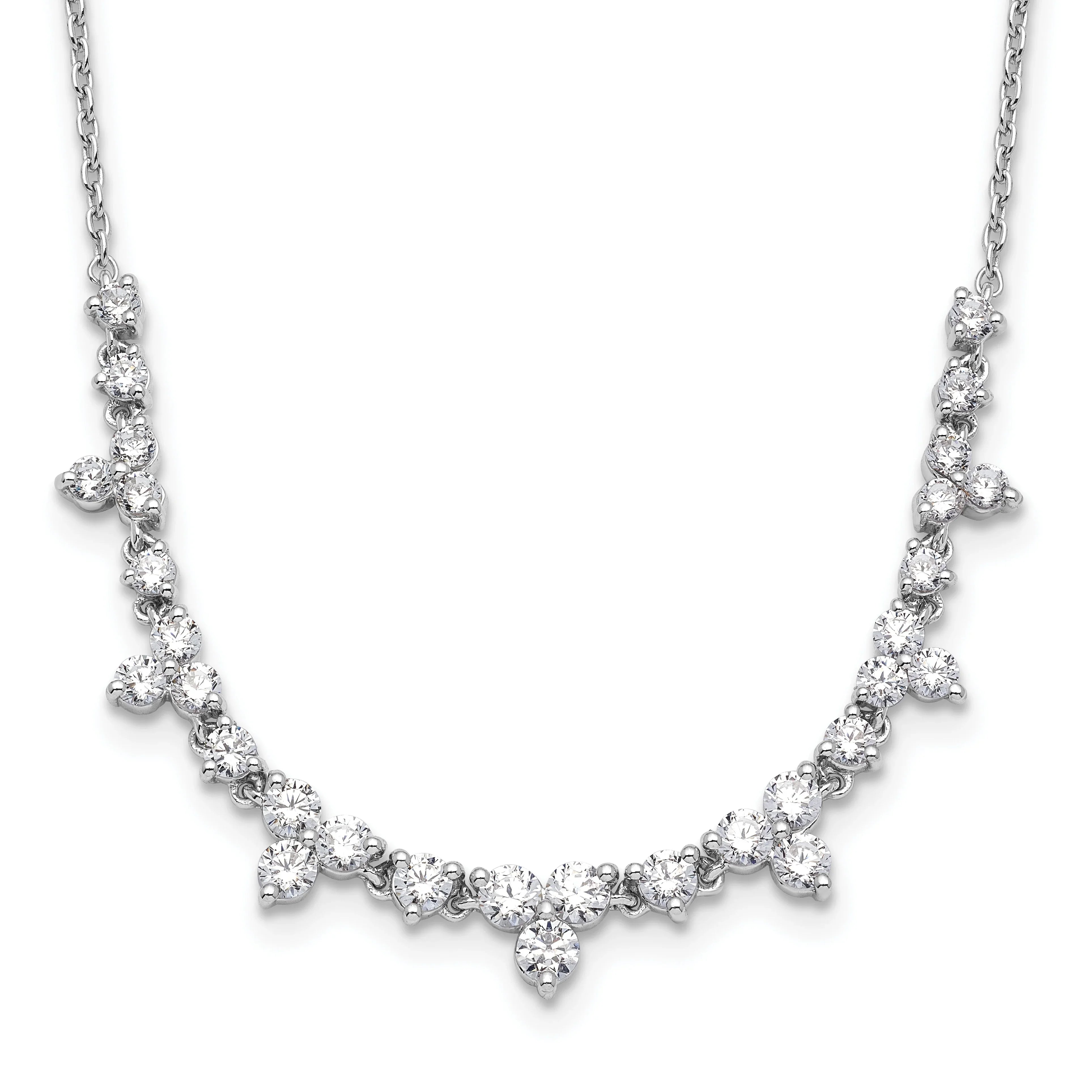 14K White Gold Lab Grown Diamond Station Necklace - Fine Diamond