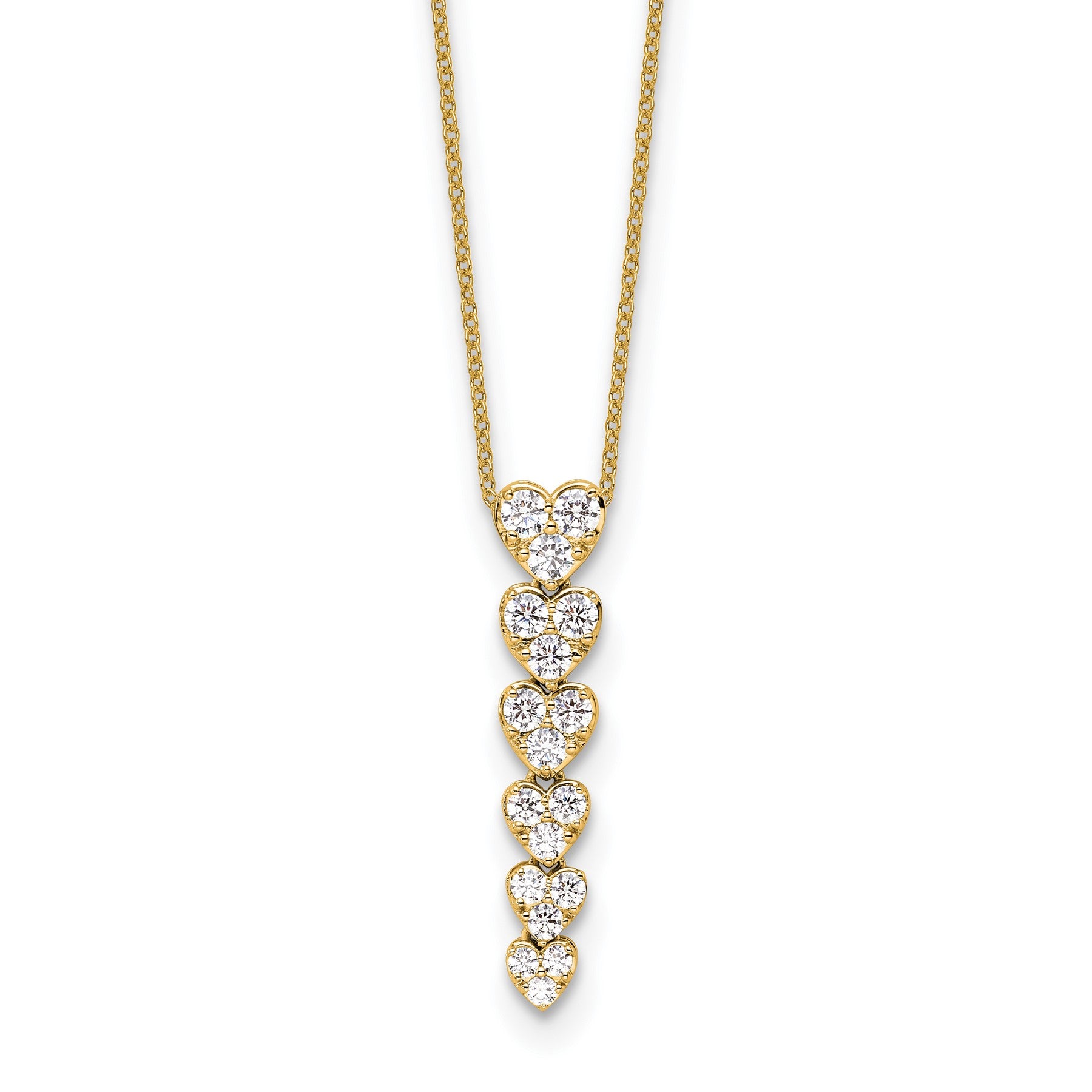 Lab Grown Diamond Hearts Drop Necklace 14K Gold