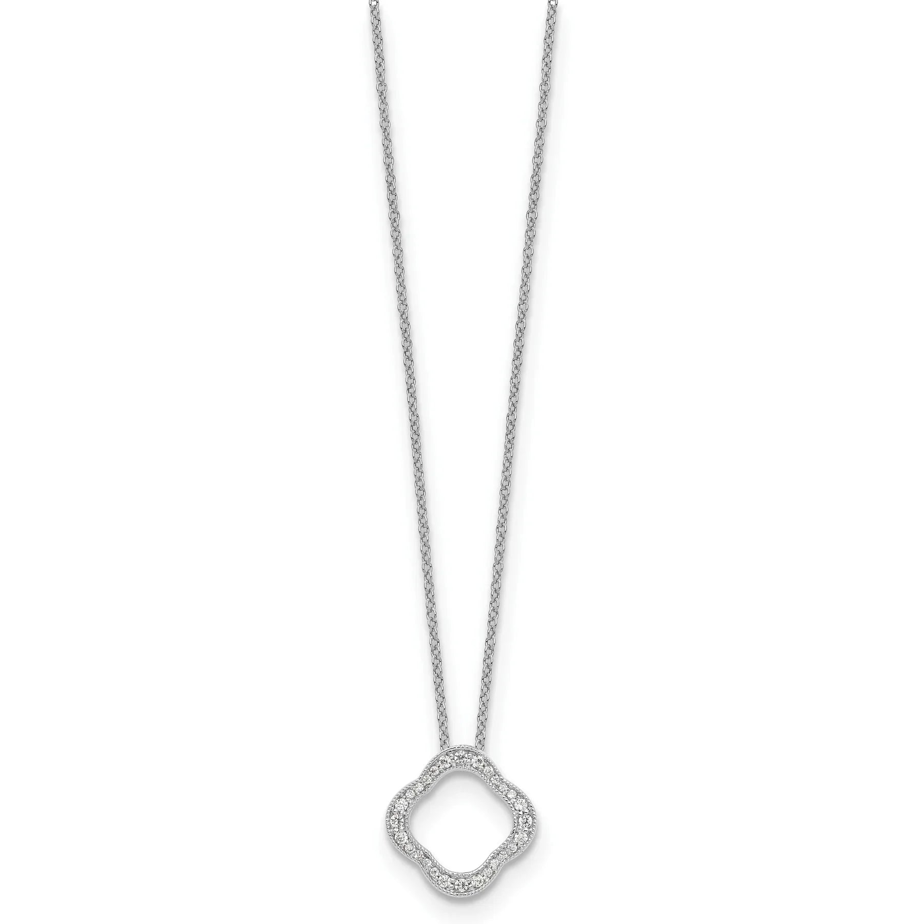 Lab Grown Diamond Quatrefoil Floral Necklace - Fine Diamond