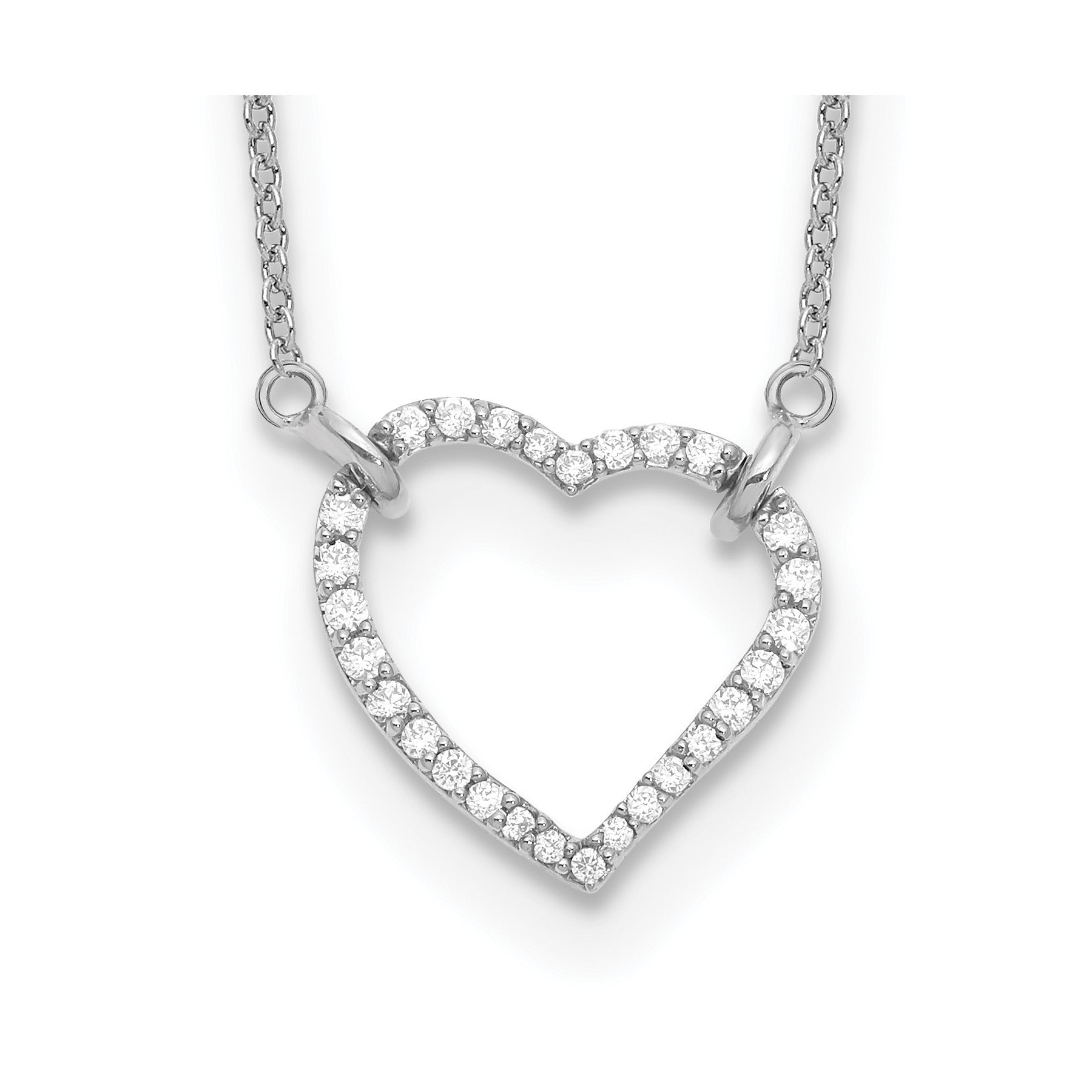 Lab Grown Diamond Open Heart Necklace 1/5 ctw