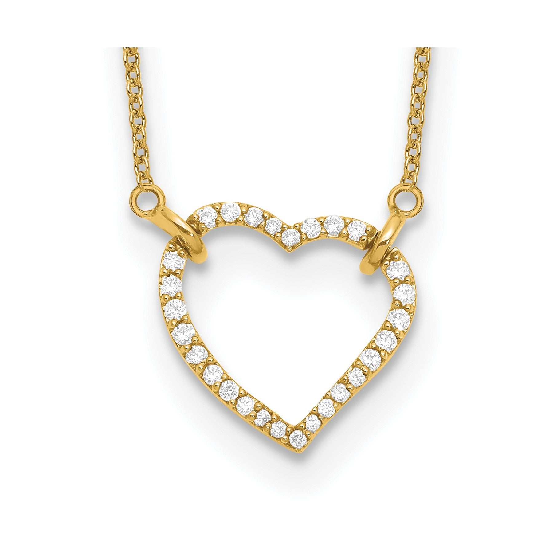 Lab Grown Diamond Open Heart Necklace 1/5 ctw
