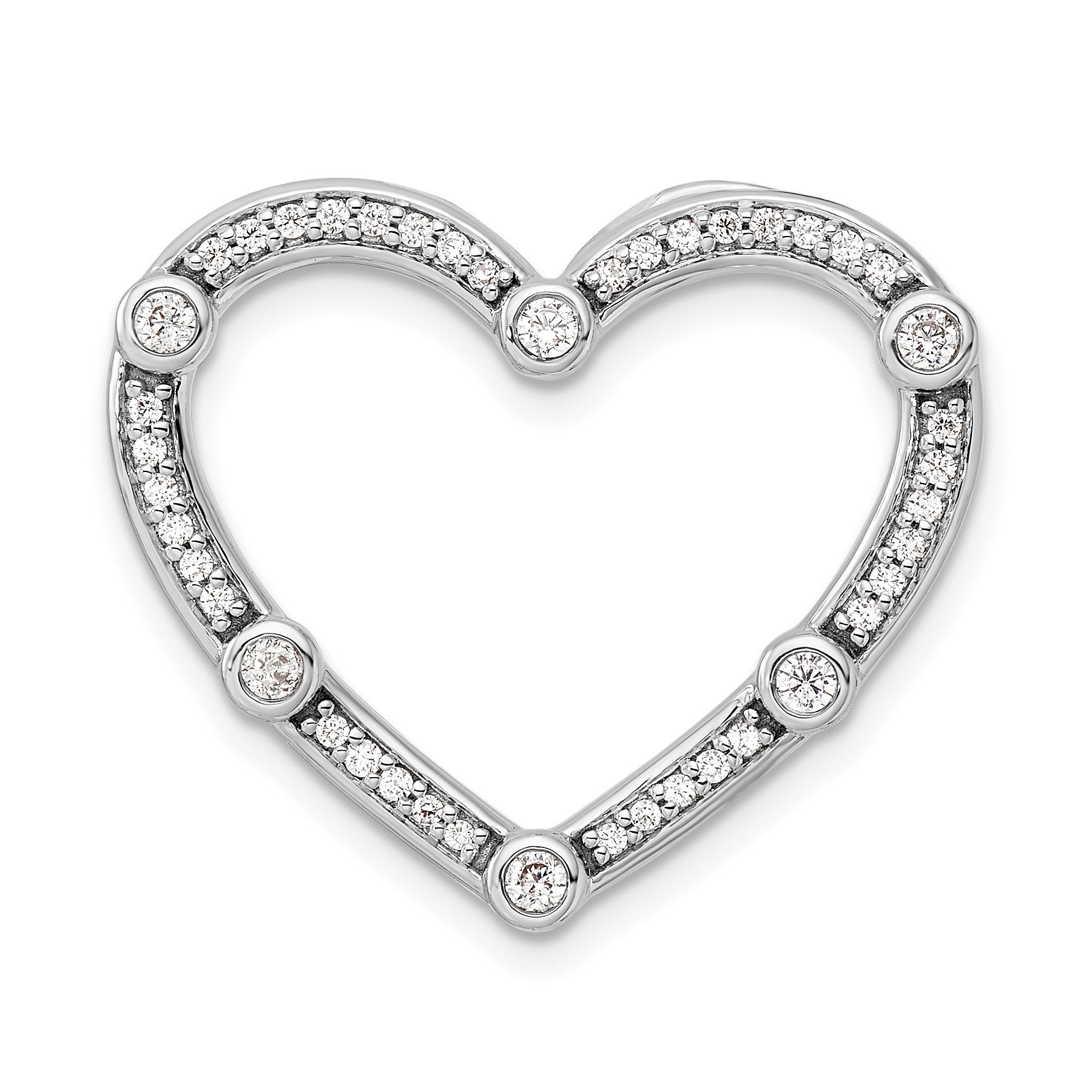 14k Gold Lab Diamond Open Heart Chain Slide Pendant