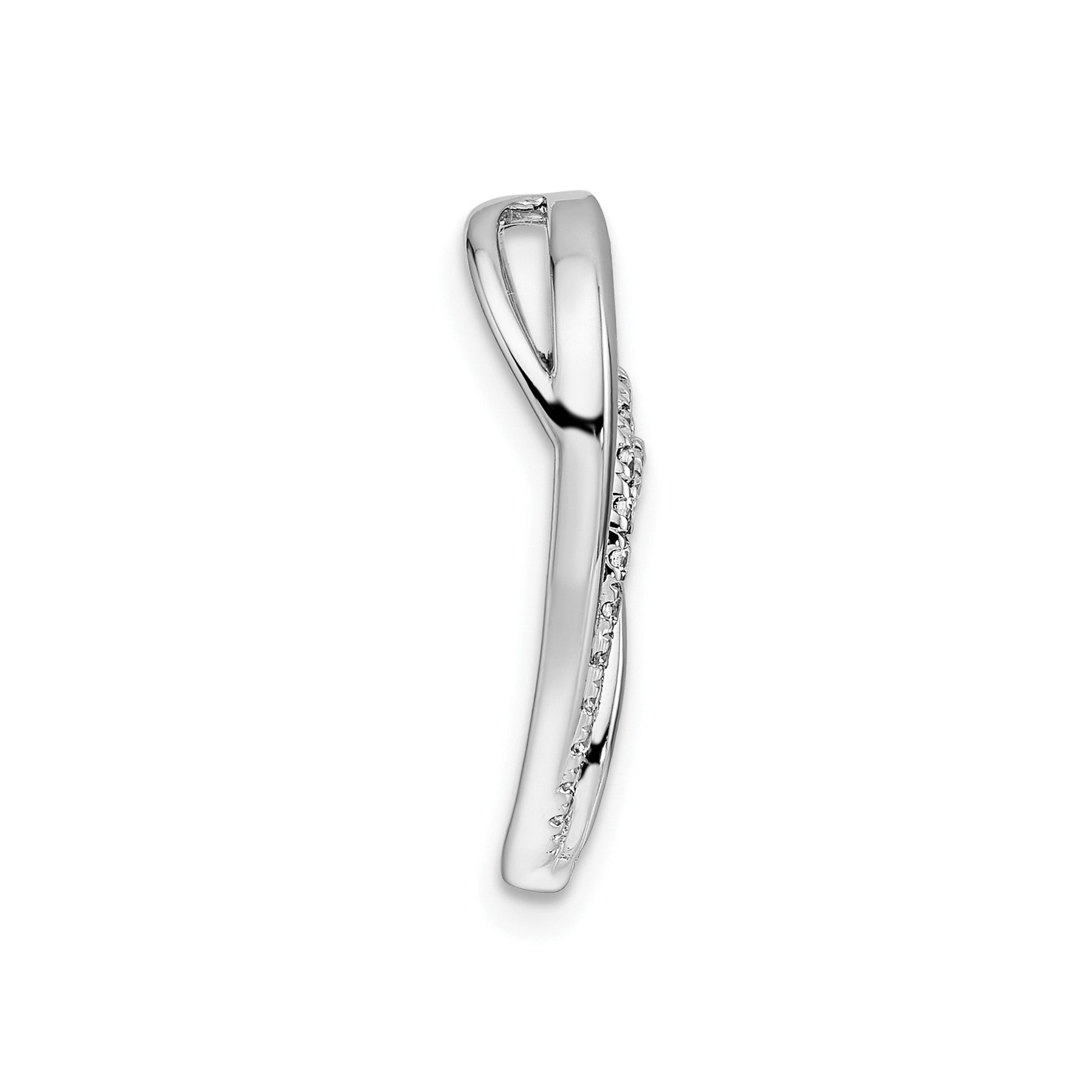 Lab Diamond Swirl Heart Chain Slide Pendant 14k White Gold