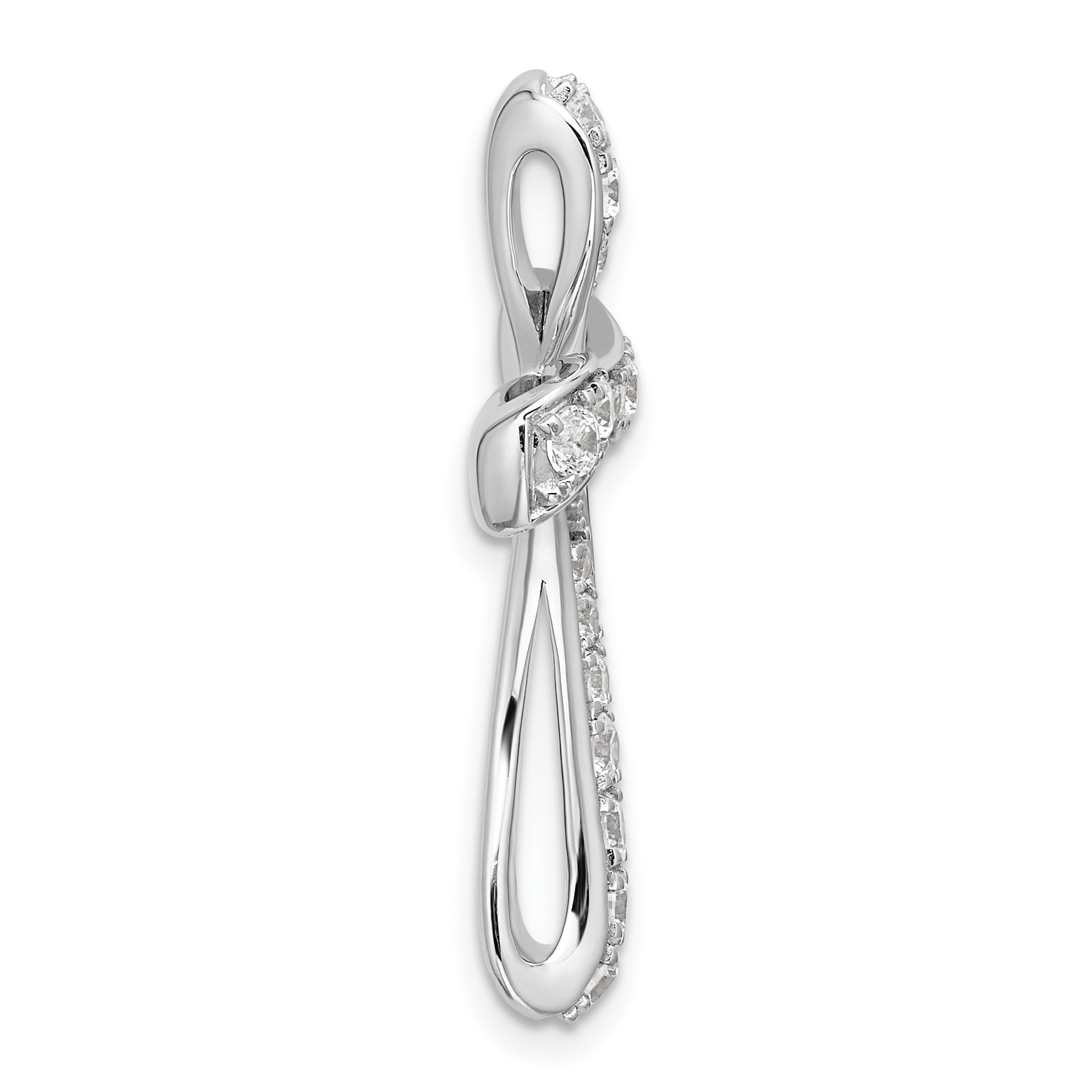 14k White Gold Lab Grown Diamond Cross Chain Slide Pendant
