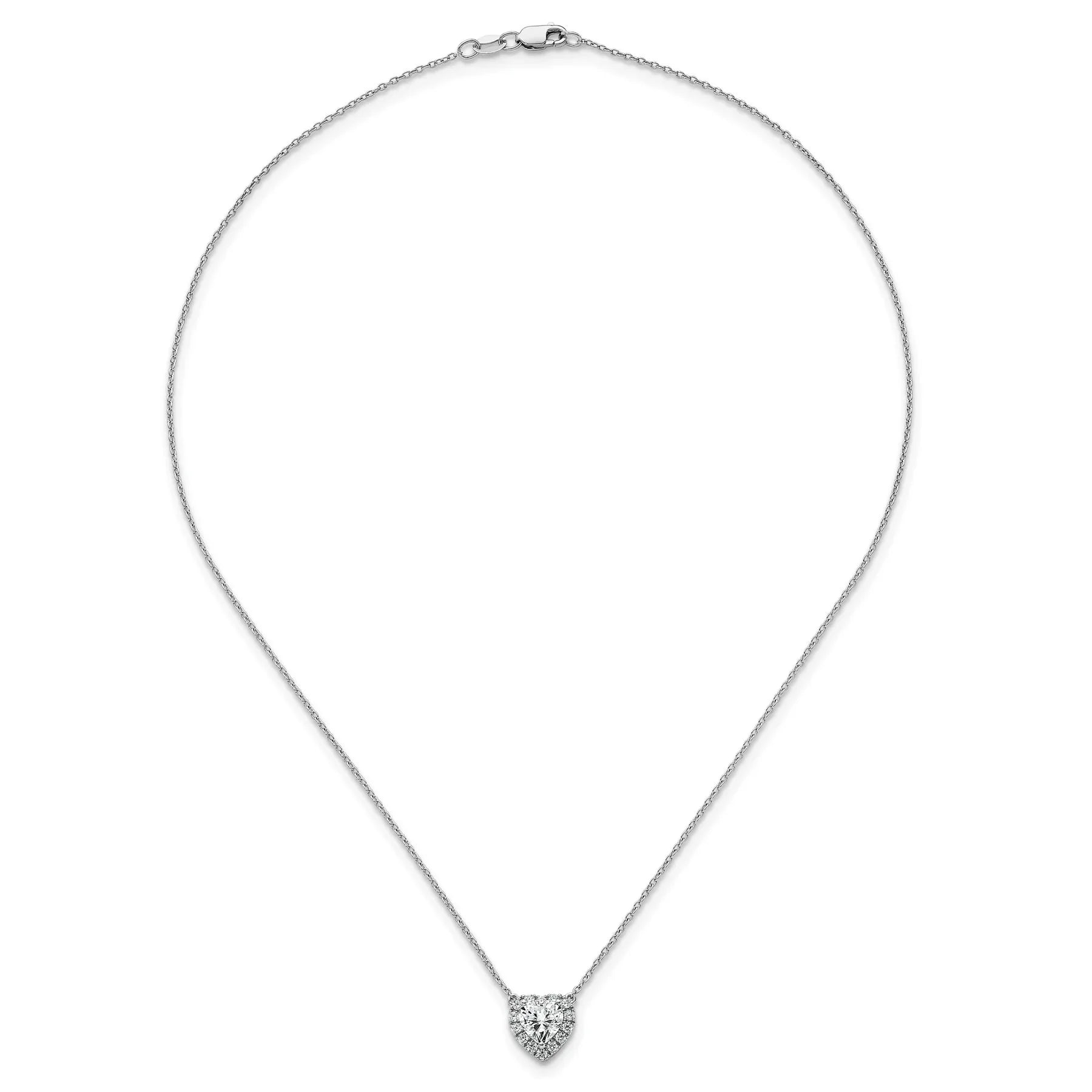 Lab Grown Diamond 14K Halo Heart Gold Necklace - Fine Diamond