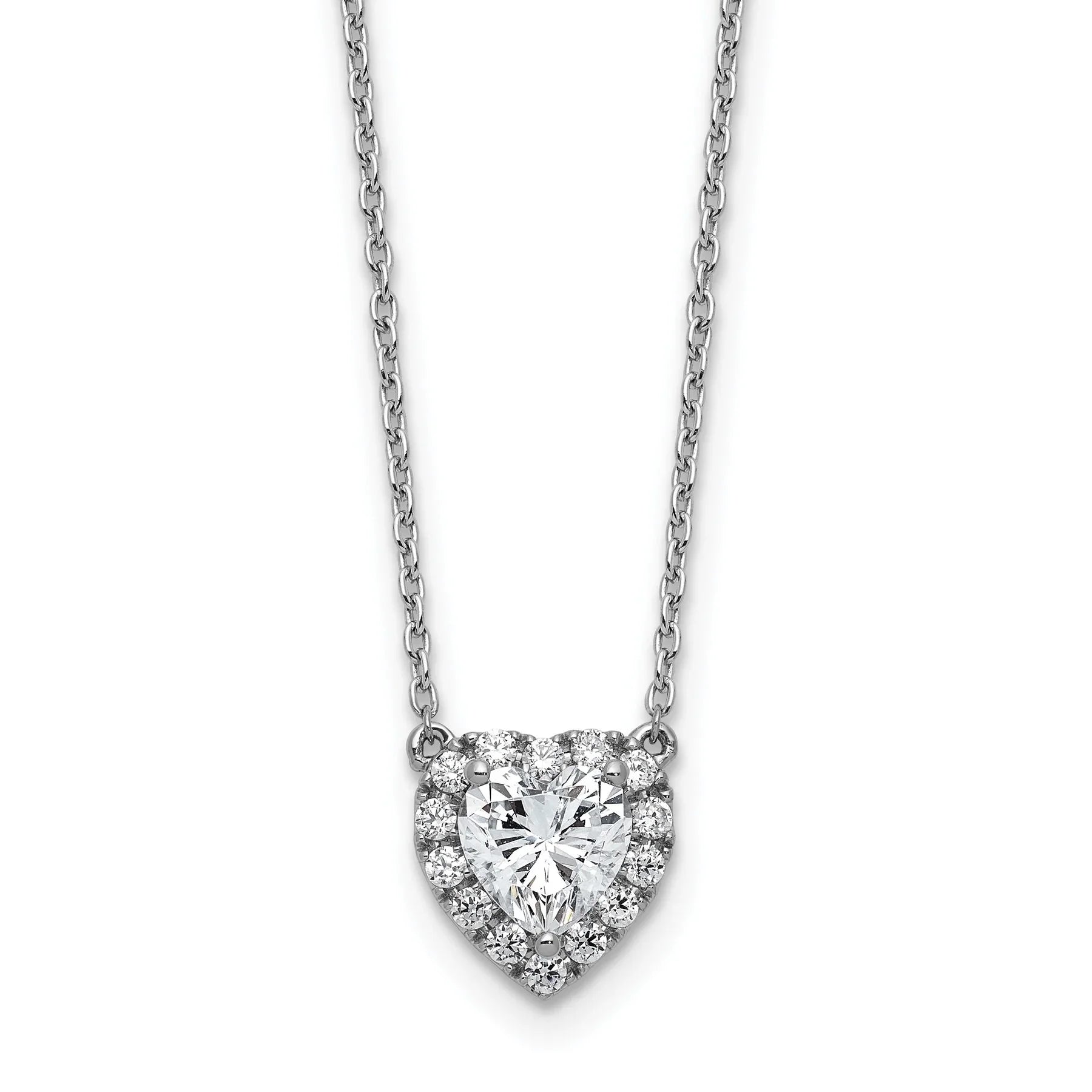 Lab Grown Diamond 14K Halo Heart Gold Necklace - Fine Diamond