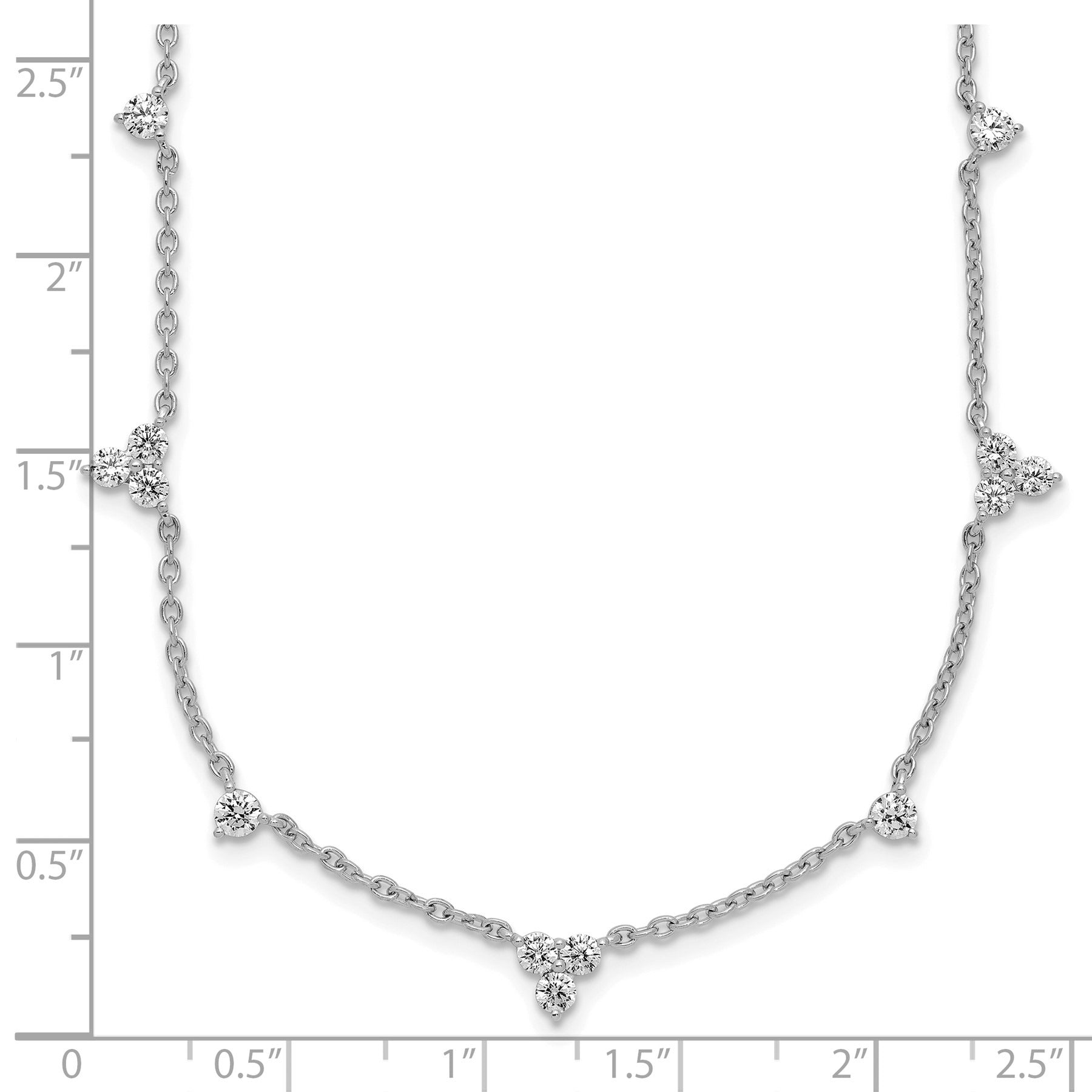 14k White Gold Lab Grown Diamond Eleven Station Necklace