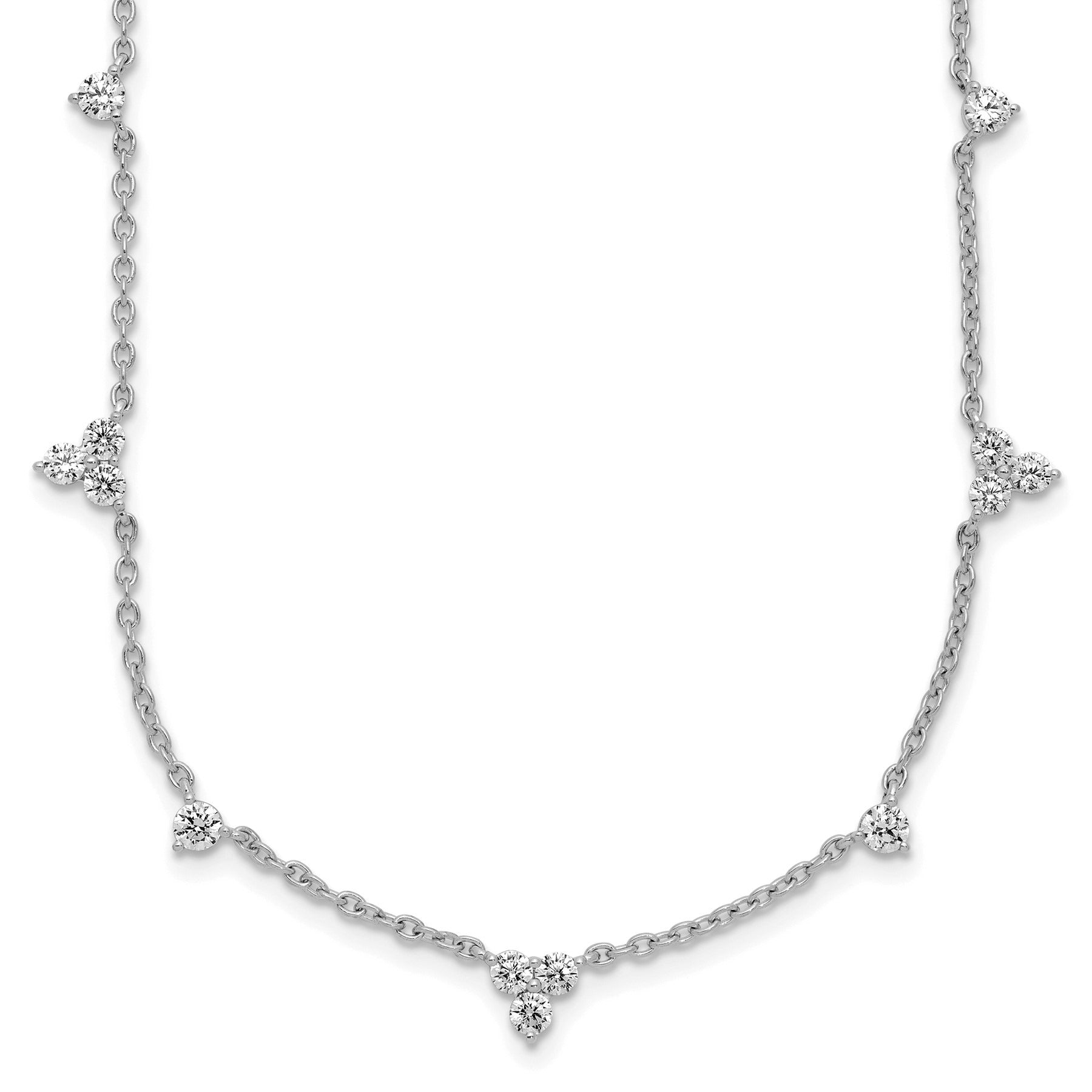 14k White Gold Lab Grown Diamond Eleven Station Necklace